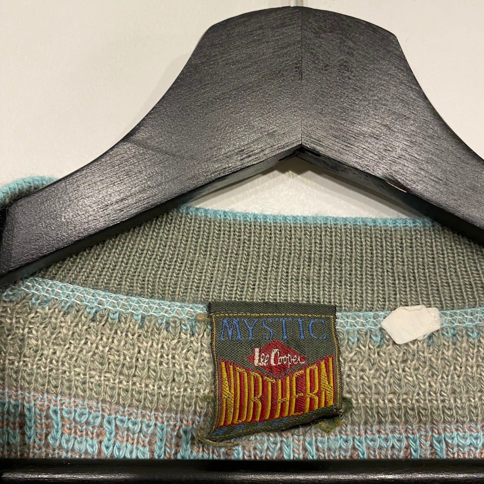 Lee Cooper Mystic Northern Vintage Fair Isle Cardigan Blue Green Geometric Multi