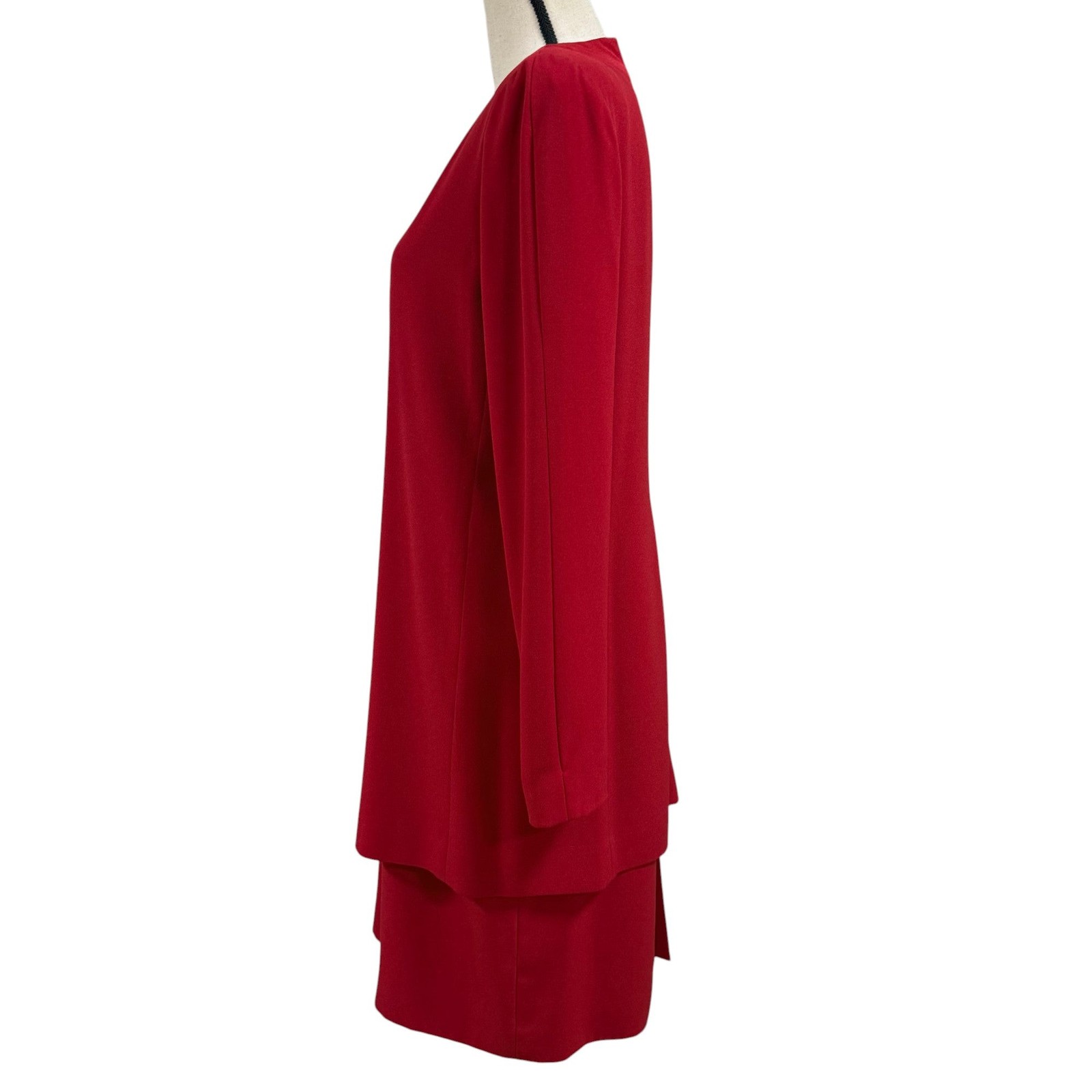 VTG 80s Evan Picone Red Long Sleeve Dress with Gold Buttons Size 10