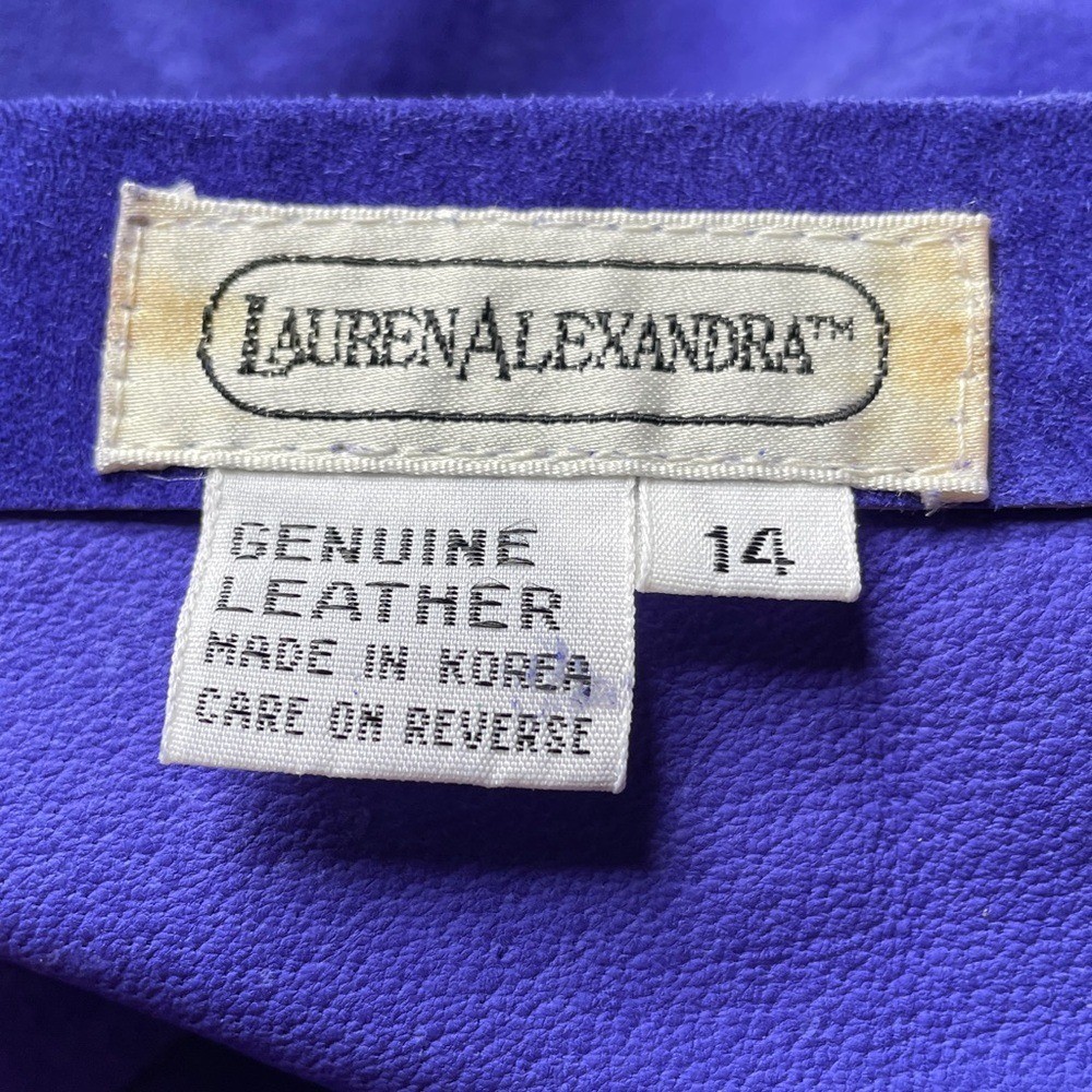 Vintage SUEDE Lauren Alexandra Royal Blue Short-Sleeve Purple Dress Size 14