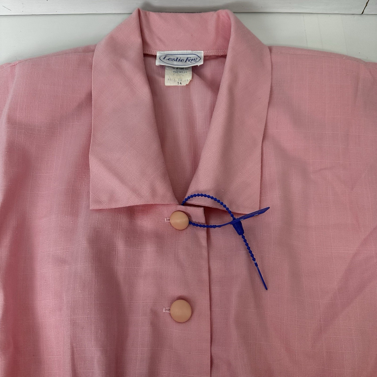 VTG Leslie Fay Womans Pink Shirt DressUSA Belted Pockets Cottagecore 90s 14 READ