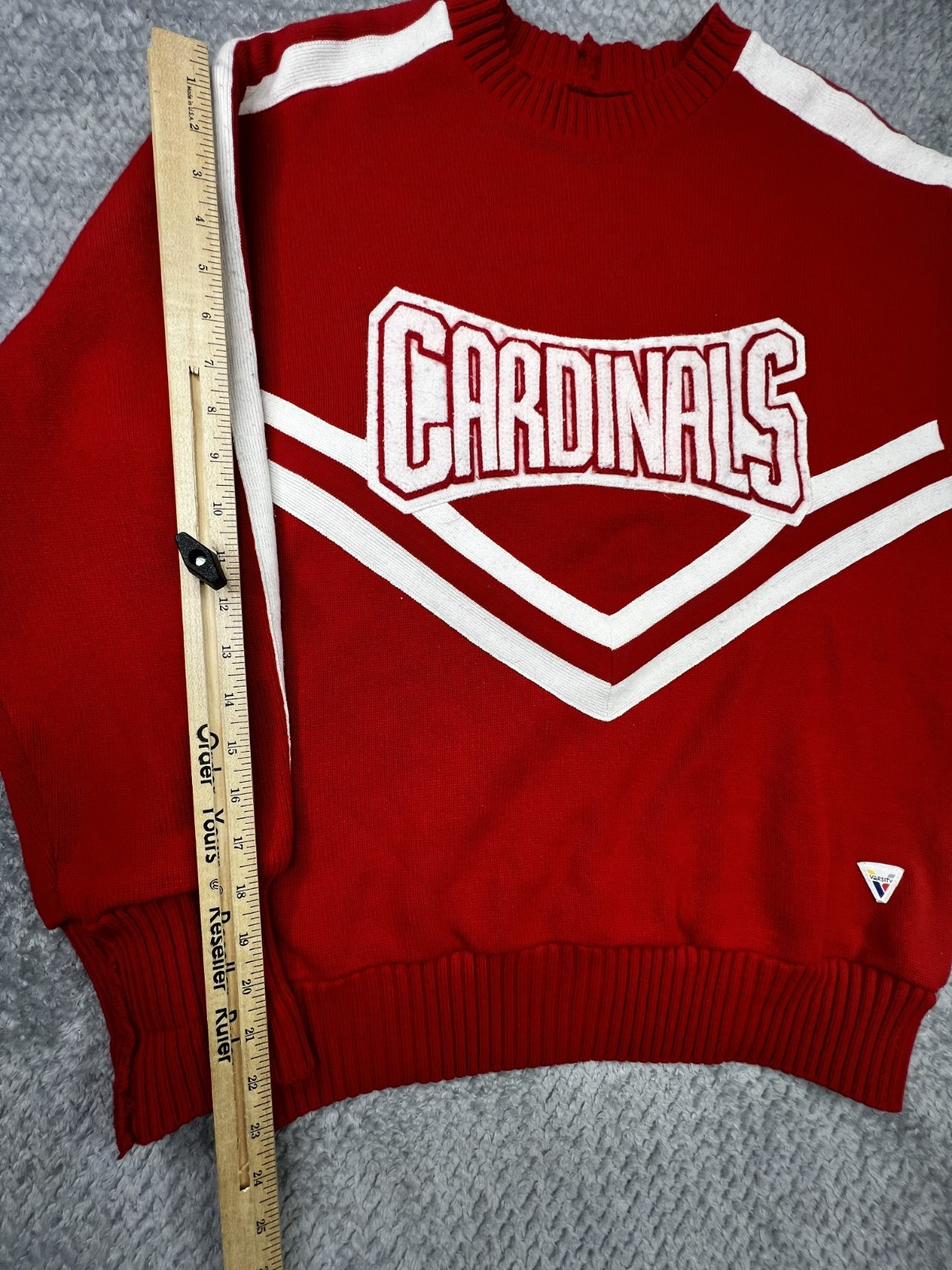 Varsity Red White Cheerleader Acrylic Pullover Sweater Shirt Medium Cardinals