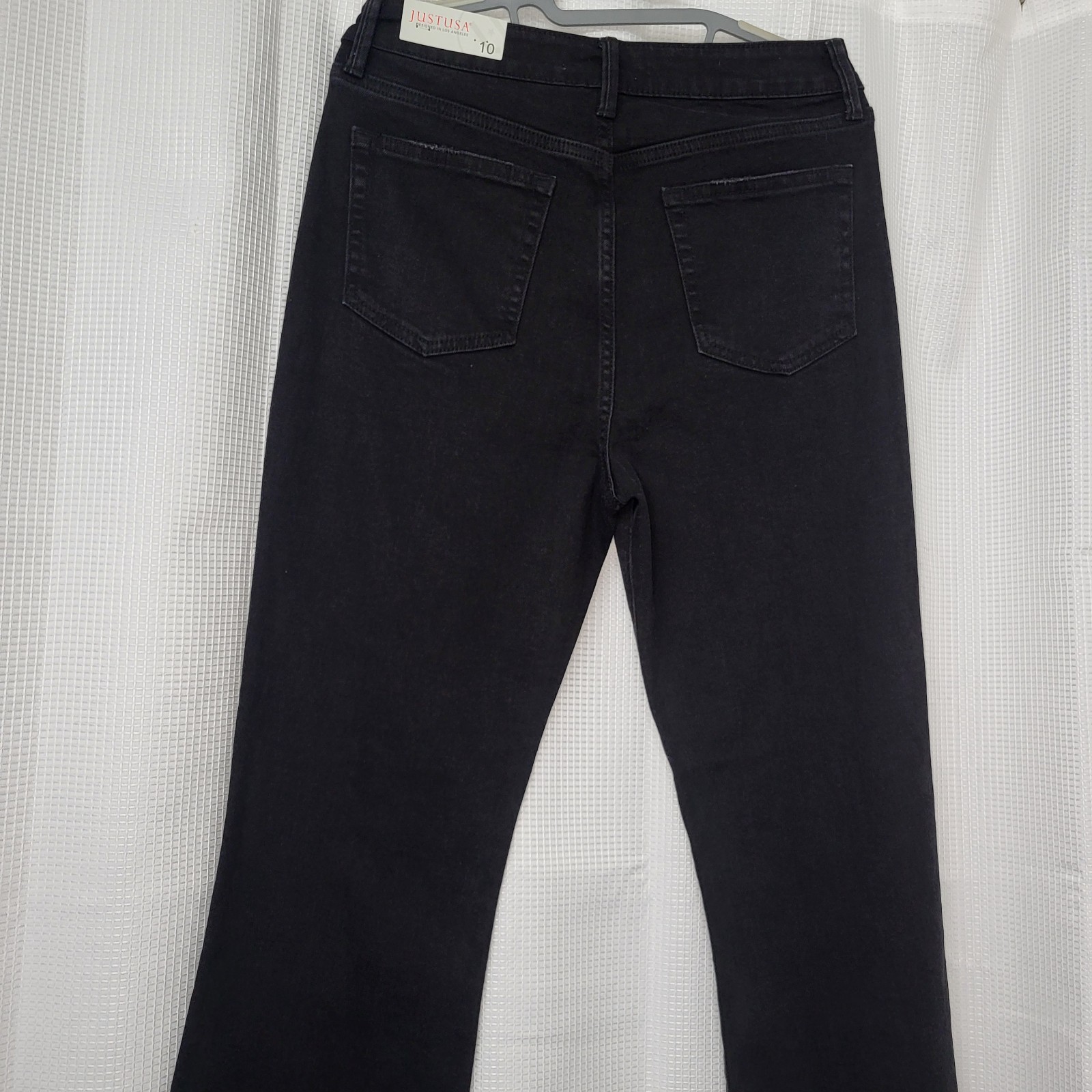 JUST USA Vintage 90s Style Y2K Denim Skinny Flare Jeans Mid Rise Washed Black 10