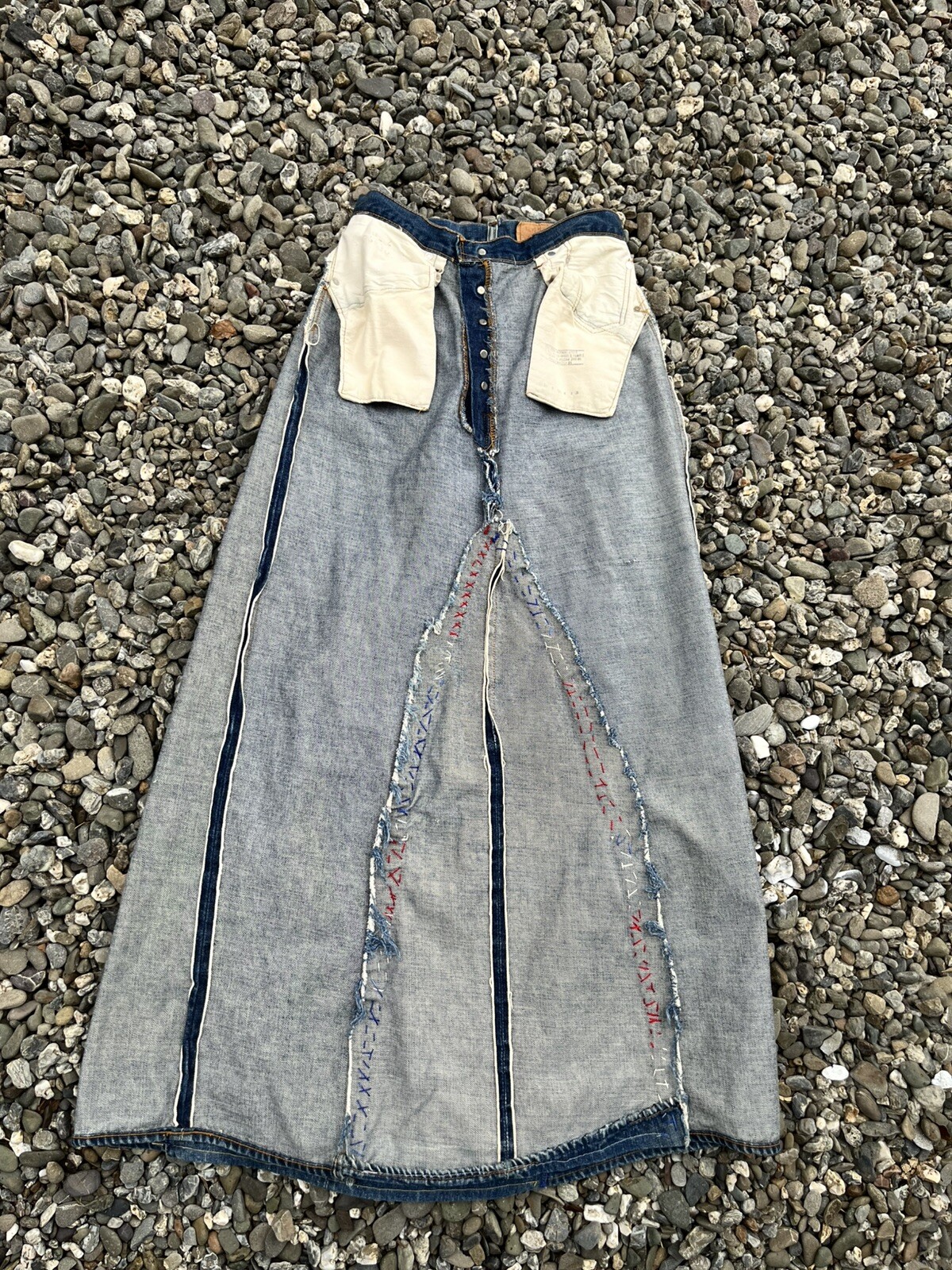 1970s Levi’s Maxi Skirt Redline Selvedge Denim DIY Single Stitch Vintage