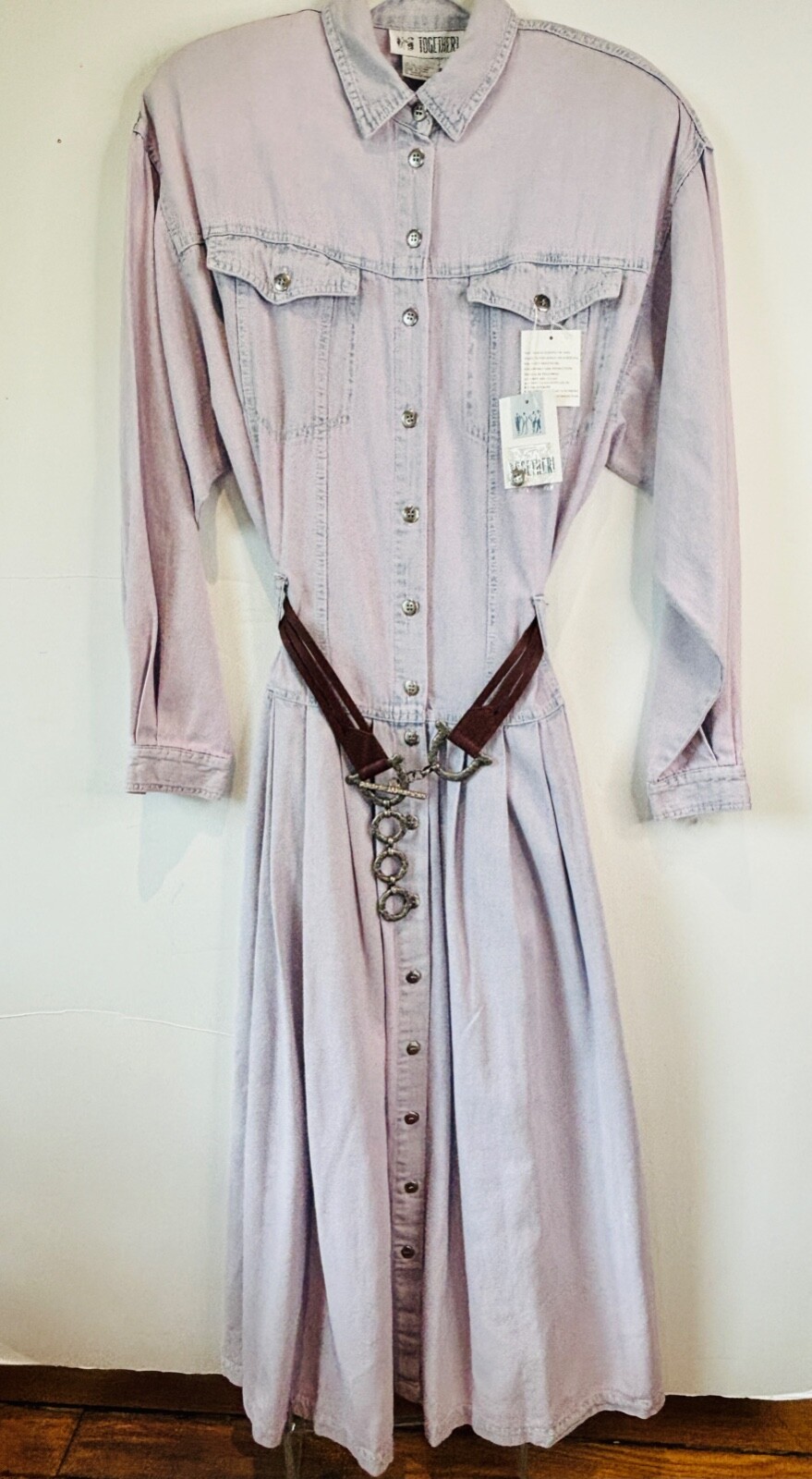 NEW VTG 80’S-90’S TOGETHER WESTERN PRAIRIE DRESS BLUE LILAC DENIM JEAN*10 T M/L