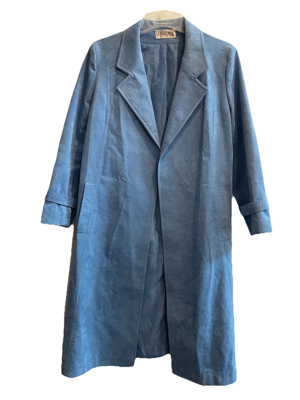 Vintage 70s Women’s Count Romi Blue Ultra Suede Long Swing Coat Sz 12 Trench