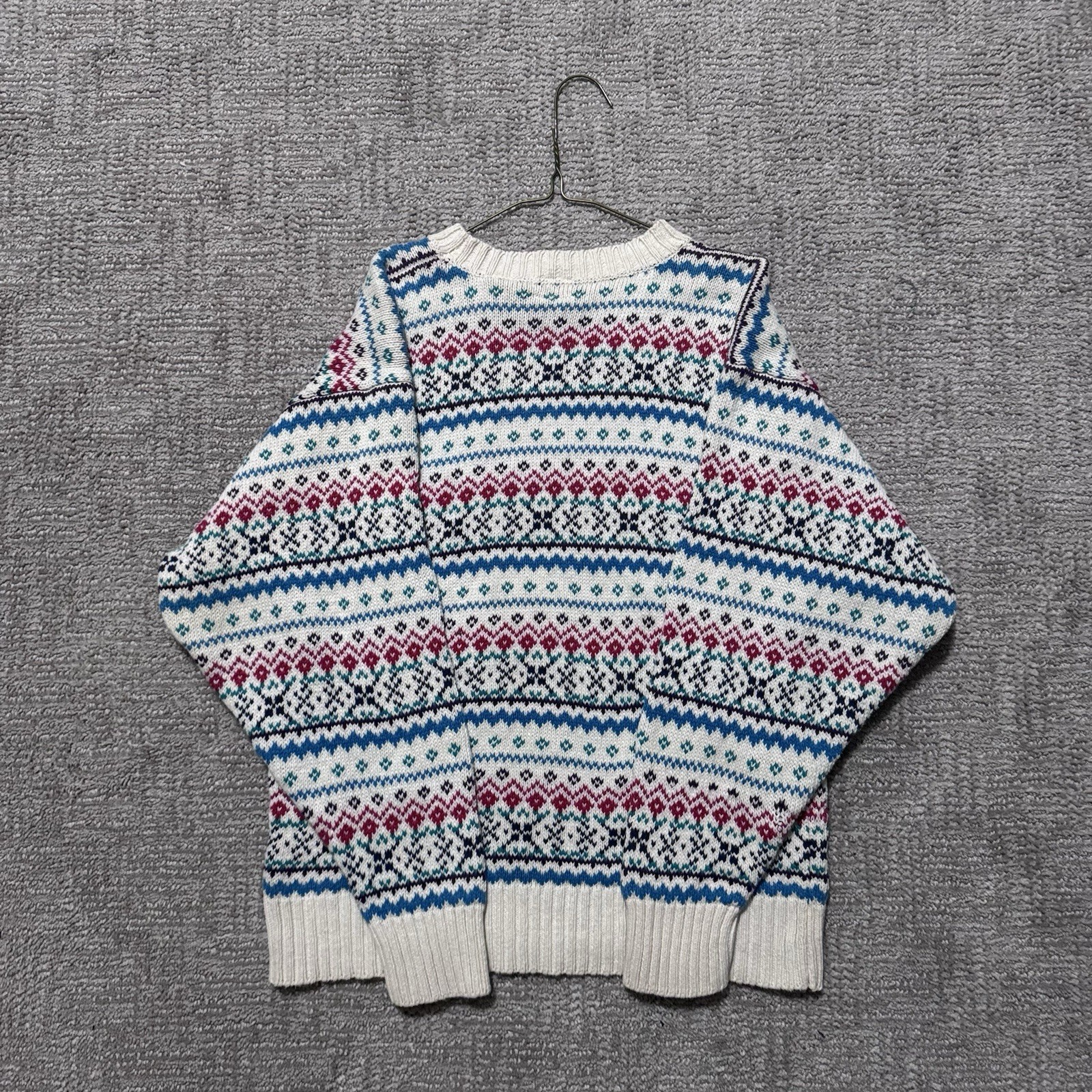 Vintage Tommy Hilfiger Knit Sweater Women’s Small White Striped Design Christmas