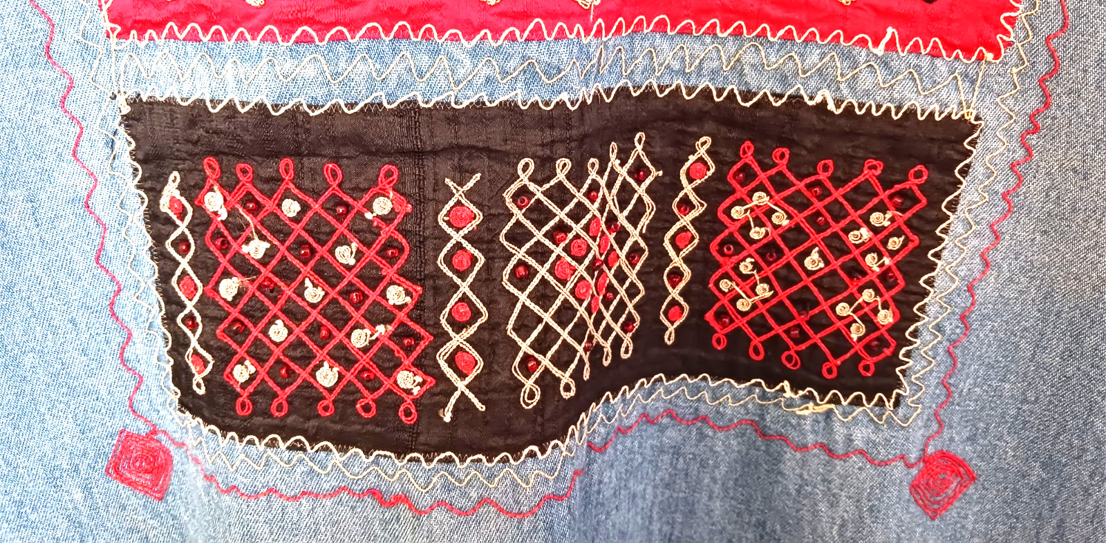 VTG Denim Jacket/Shirt Women’s Plus Size Tribal Slitweave Embroidery Ethnic Boho