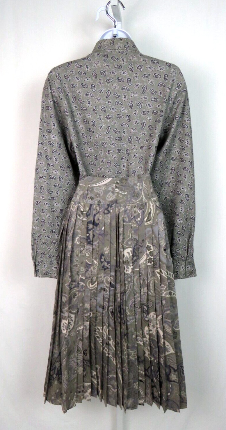 VTG 1980s MONDI SIZE 34 PAISLEY GRAY SKIRT & BLOUSE SET COTTON MODAL BLEND