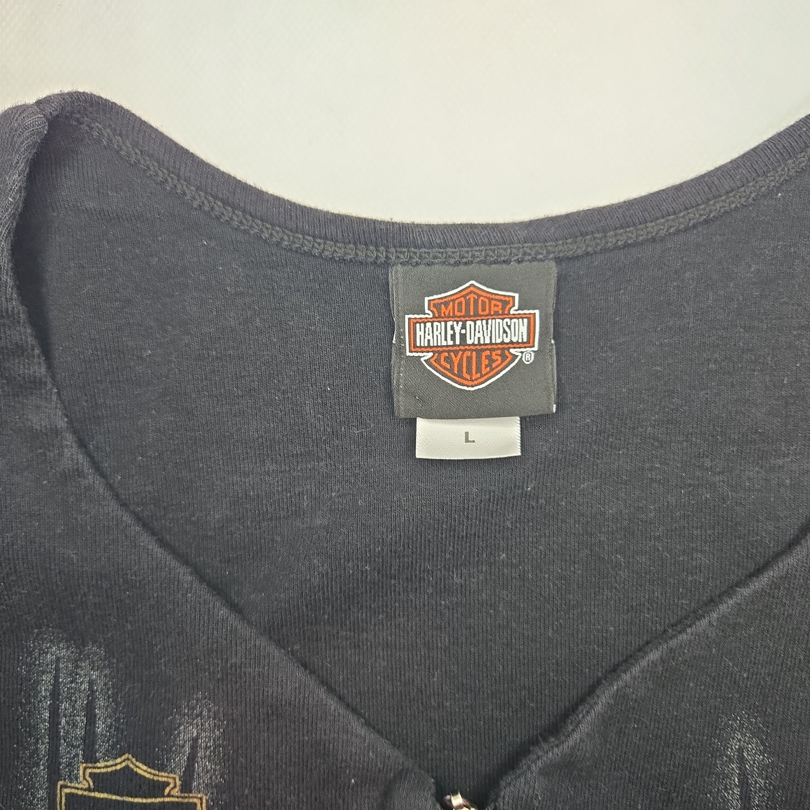 VTG Harley Davidson Motorcycles Full Zip Large Tank Top Womens Utica New York