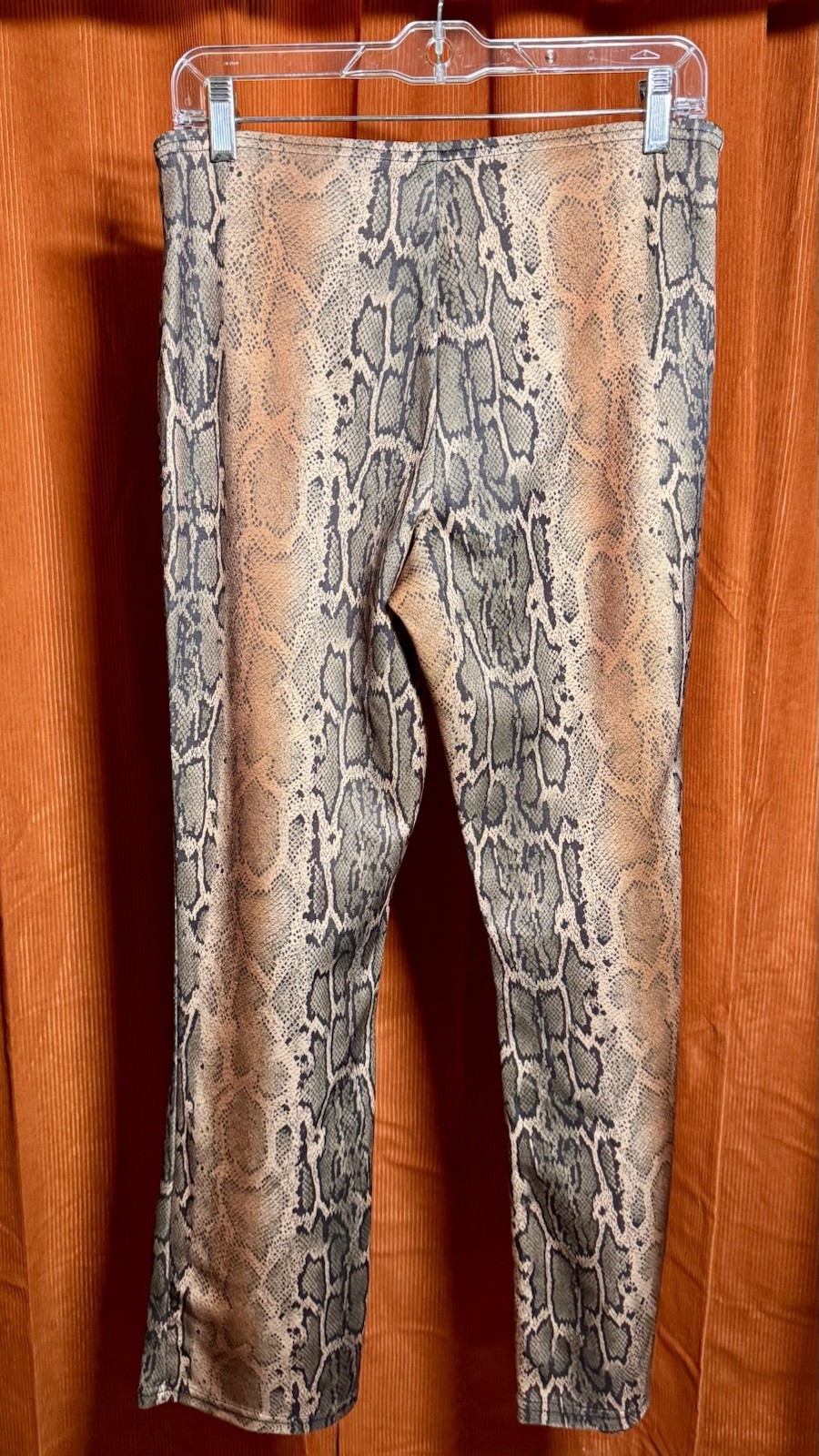 Vintage Y2K Snakeskin Print Flare Pants Womens M Stretch 100% Polyester