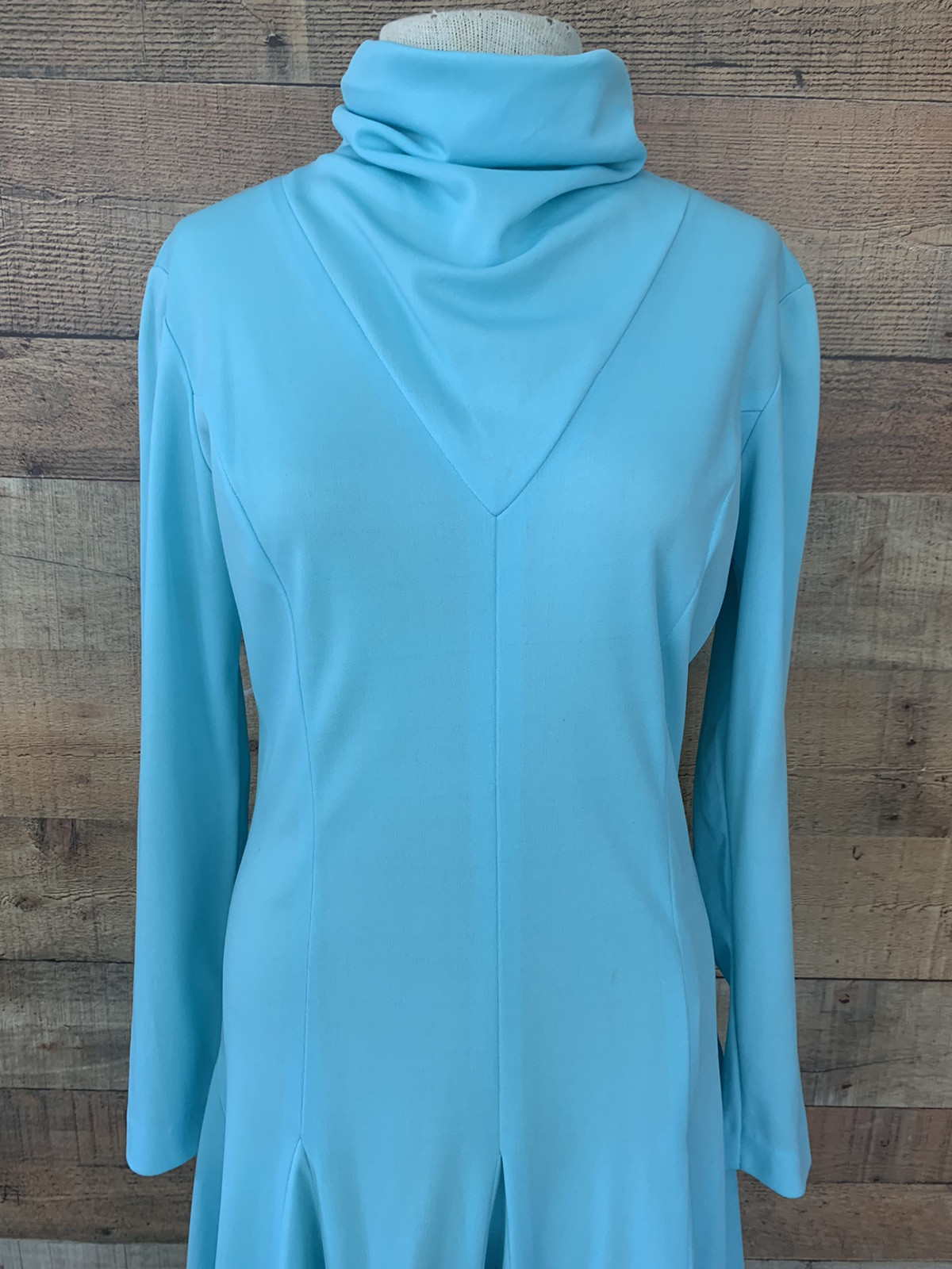 Vintage 1960’s 1970’s Bleeker Street Mock Neck Drop Waist Knit Dress Size Medium