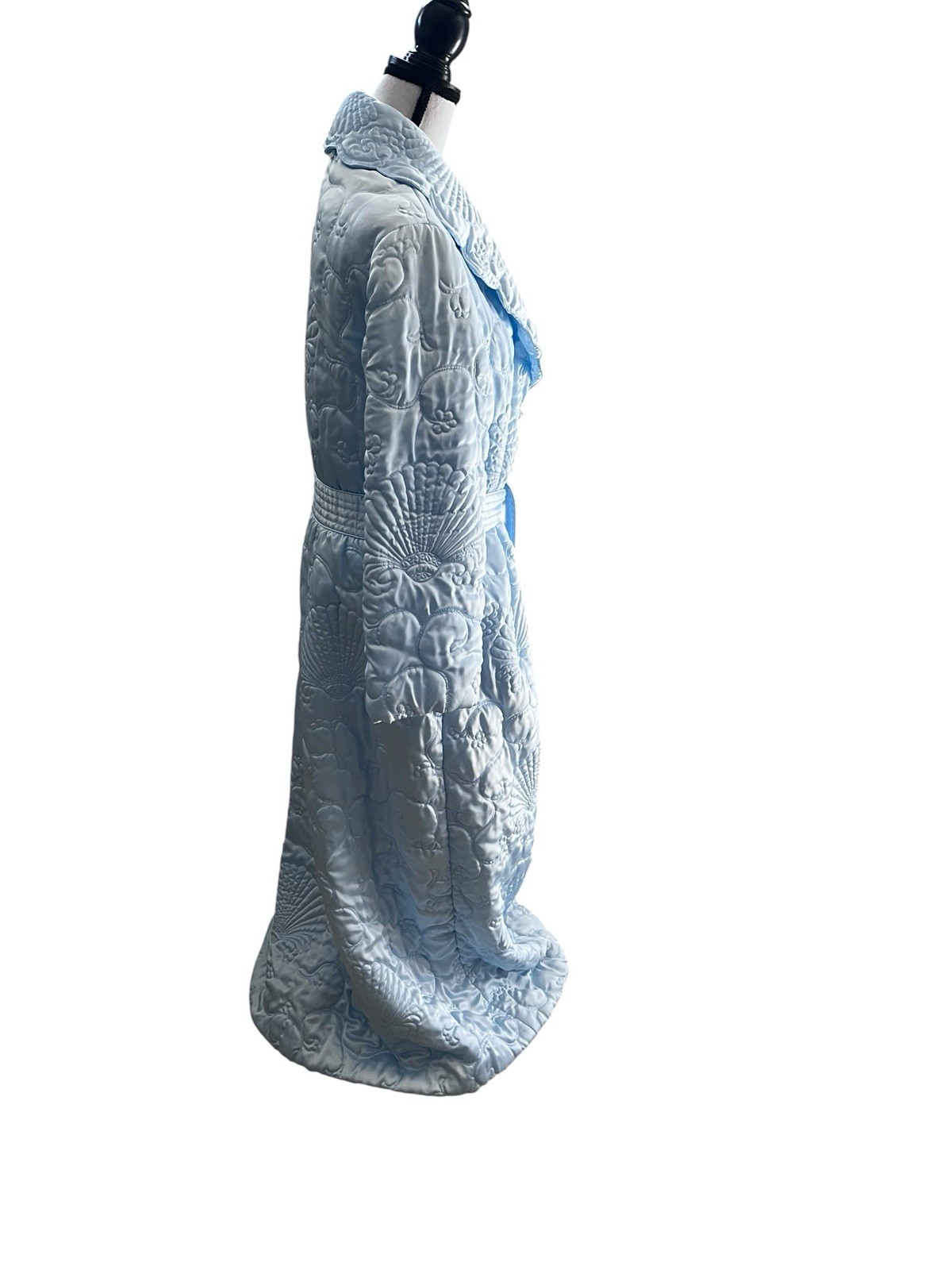 Vintage Satin Nordstrom Quilted Robe Powder Blue Housecoat Dressing Gown Large