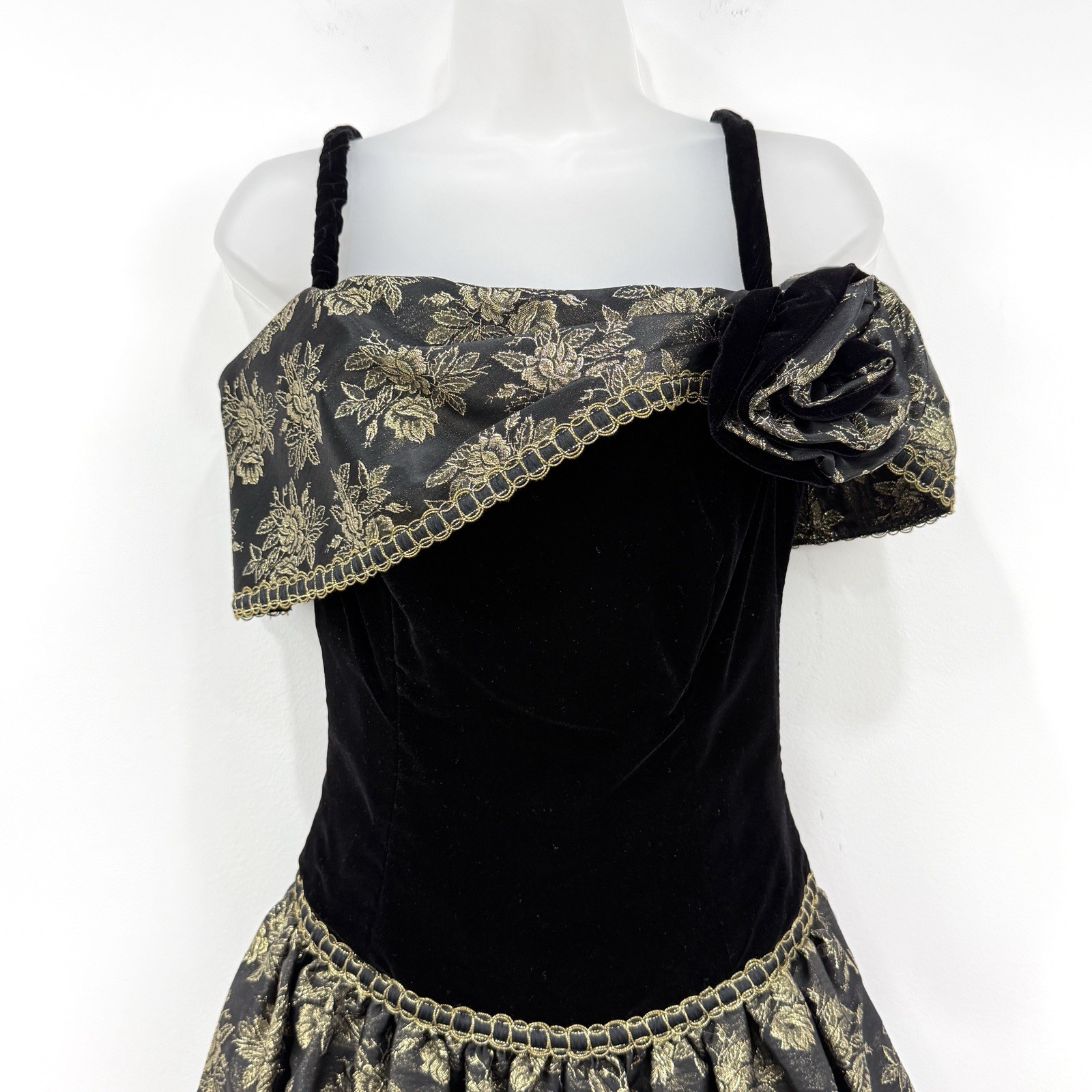 VTG 80s Cachet By Bari Protas Dress Women’s XS Whimsigoth Gatsby Gala Velvet USA