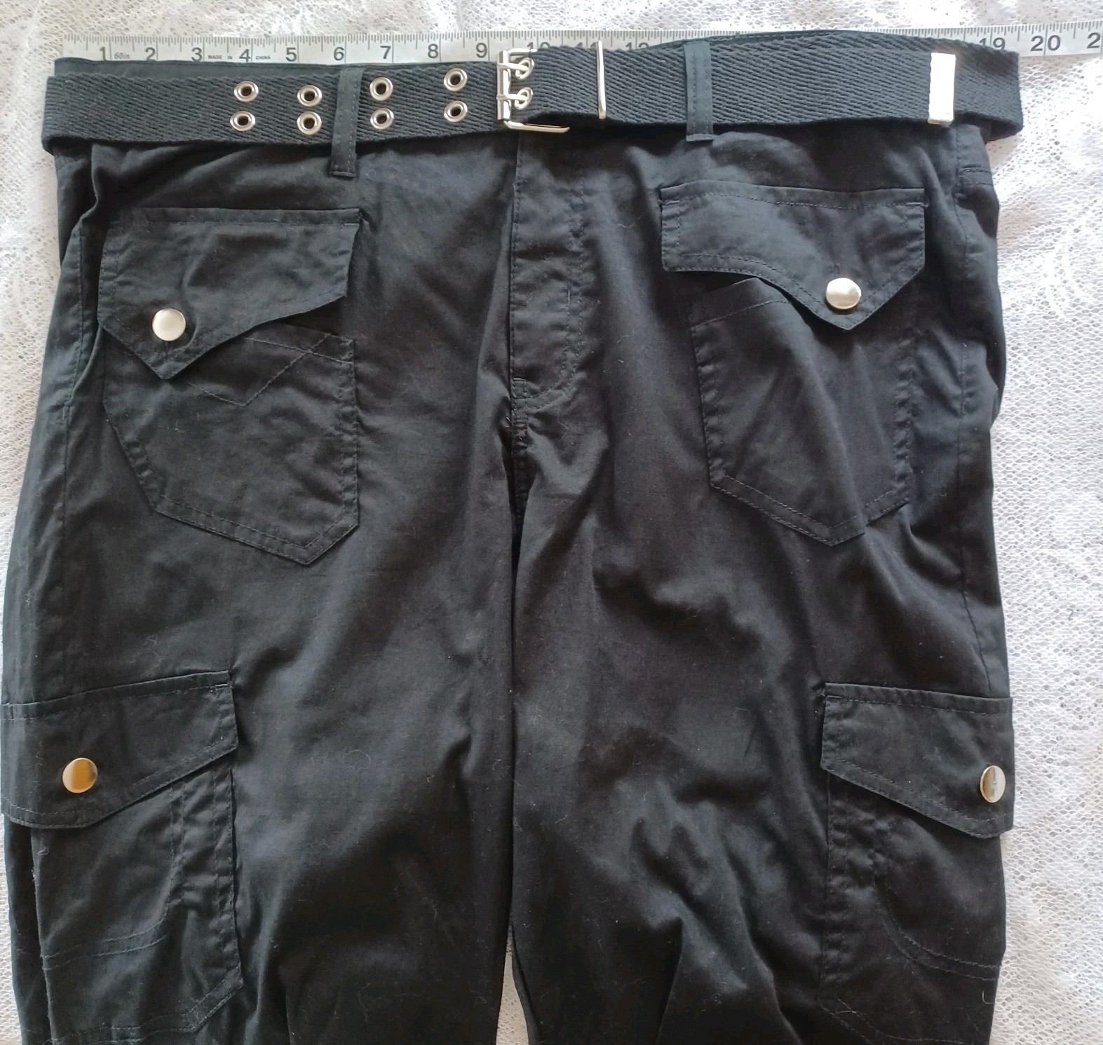 NWT VINTAGE Y2K GRUNGE JAZZIE LONDON BLACK CARGO RUCHED CAPRIS W/BELT JUNIORS 2X