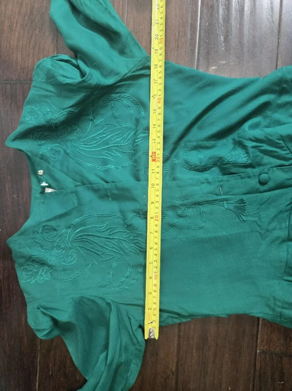 Vintage 80s Kathie Lee Emerald Embroidered Prairie Midi Dress Cottagecore Sz 6
