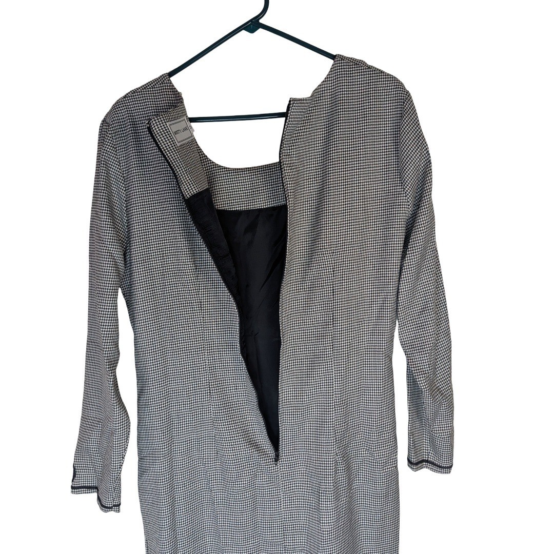 Misty Lane Dress Womens 12 Black White Houndstooth Long Sleeve Vintage