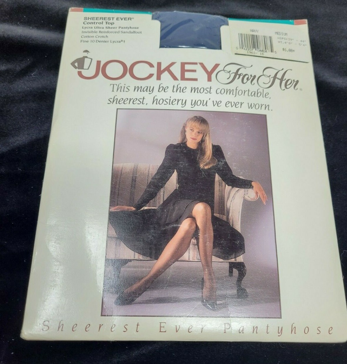 Jockey For Her Sheerest Ever Control Top Medium Navy Pantyhose 4′ 8″ to 5’4″