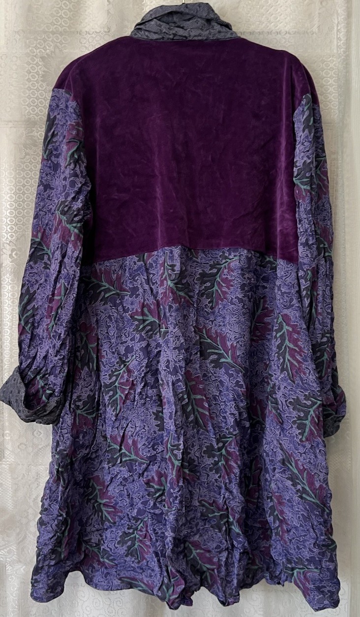 Vintage 1980’s Purple Adini One Button Velvet Rayon Jacket Top Boho Artsy Large*