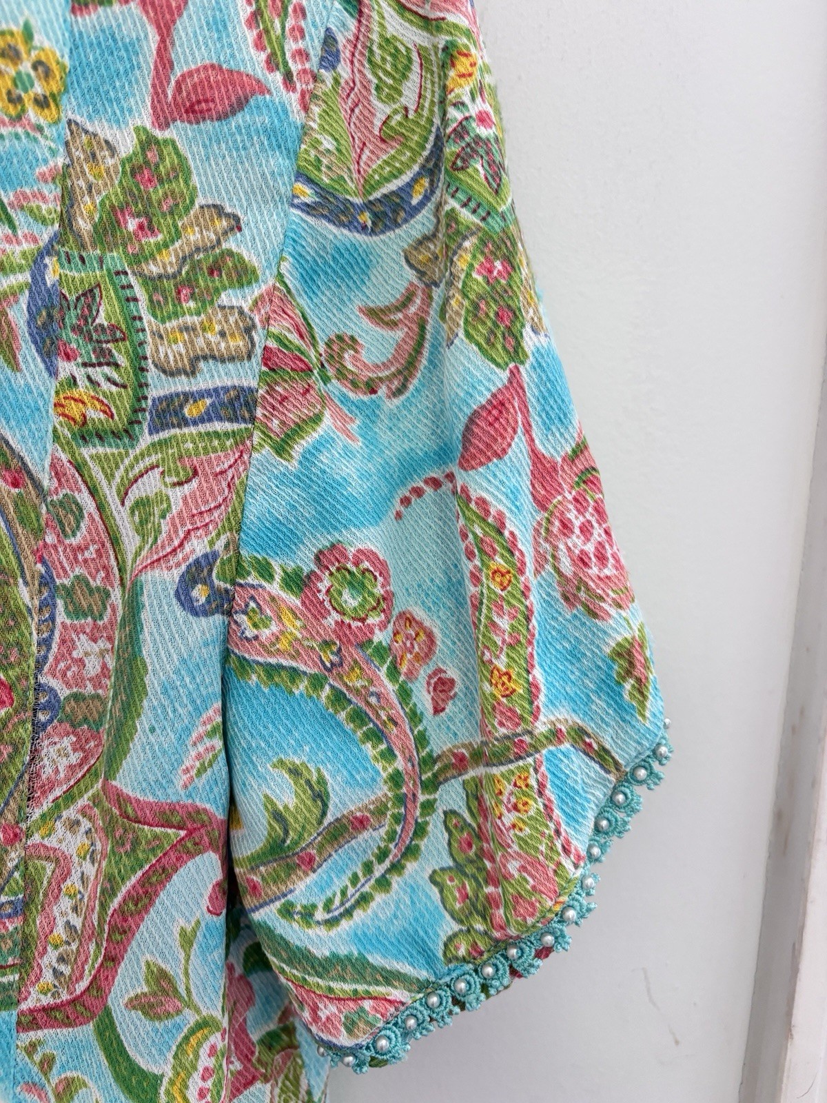 Sarah Elizabeth Vintage Cottagecore Prairie Maxi Dress Sz 6 Blue Pink Paisley