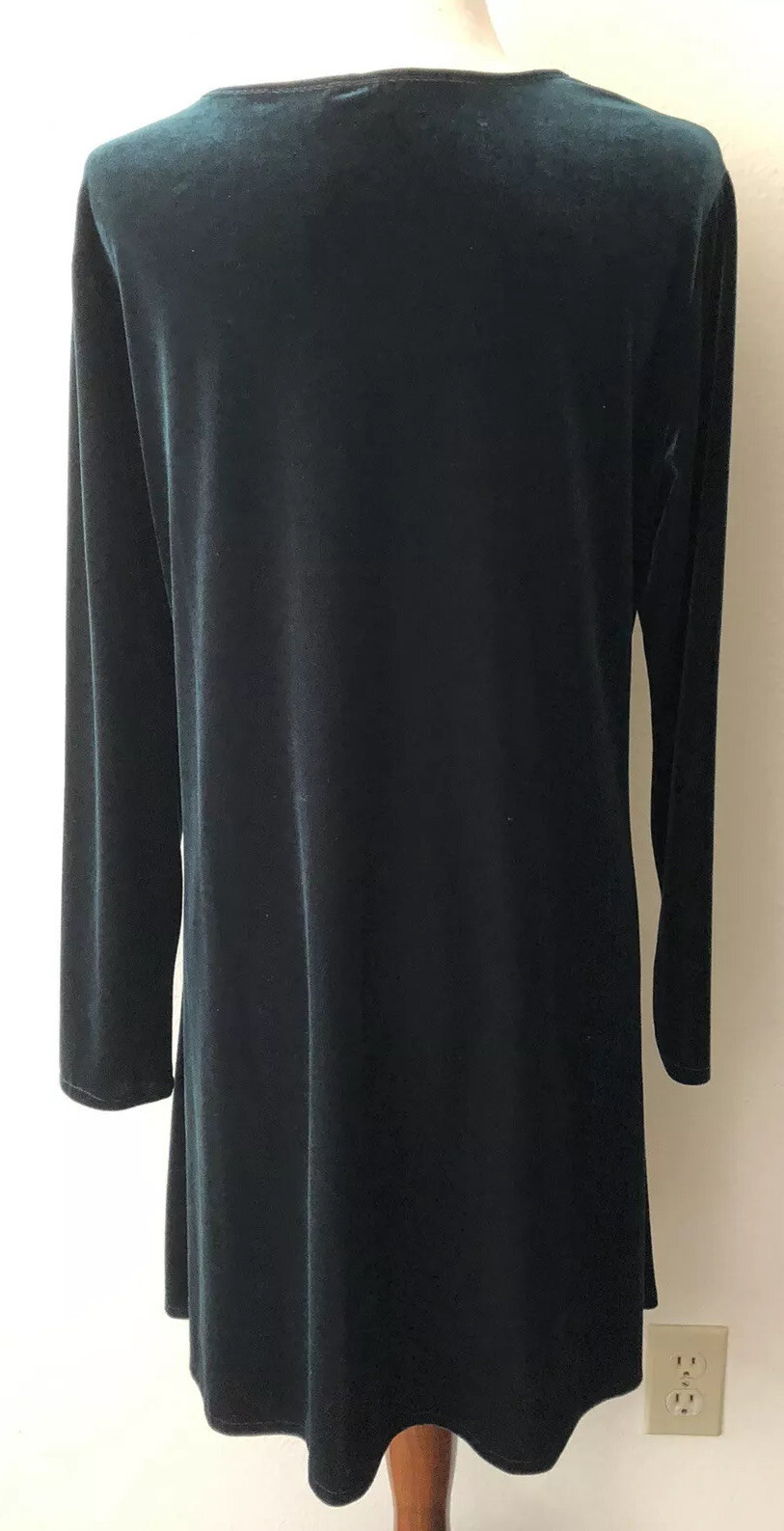 Vintage ’90s Grunge Velvet Stretch Shift Dress Forest Green K.C. Spencer size 14