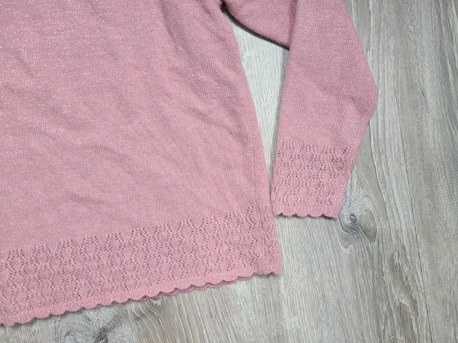 Vtg Preston & York Womens XL Mock Neck Sweater Wool Angora Sparkly Pink Winter
