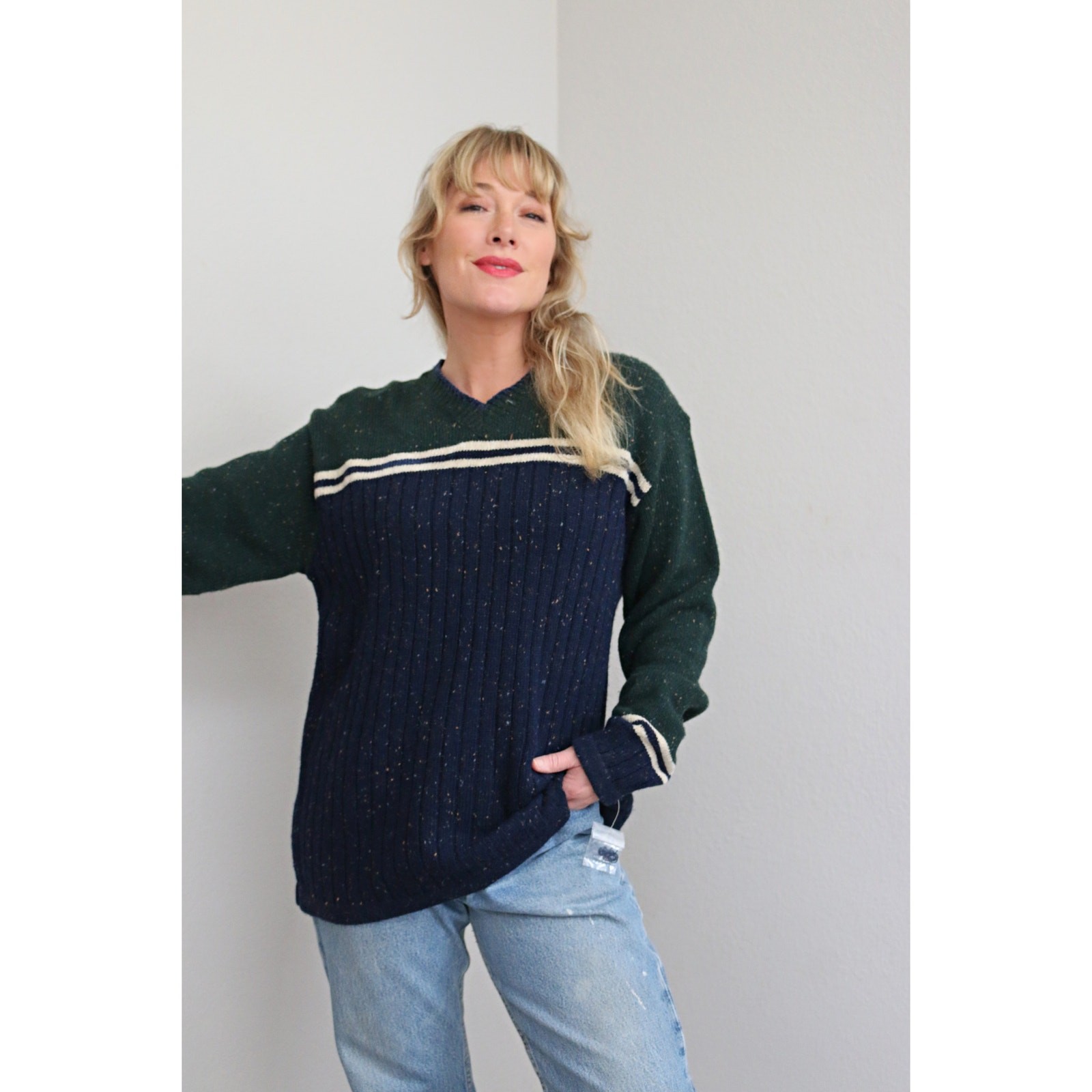 0’s Deadstock Vintage North West Blue Sweater ~ Women’s MD LG XL ~ Preppy Fit