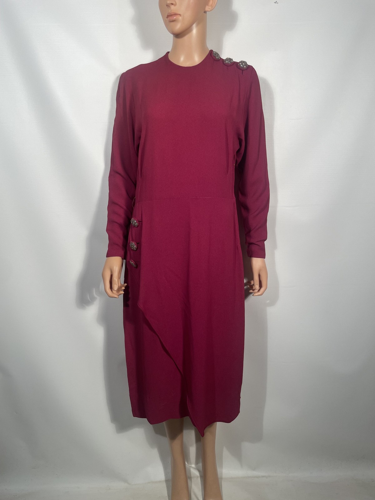 Vintage 1940’s Burgundy Rayon Crepe Dress Size S/M
