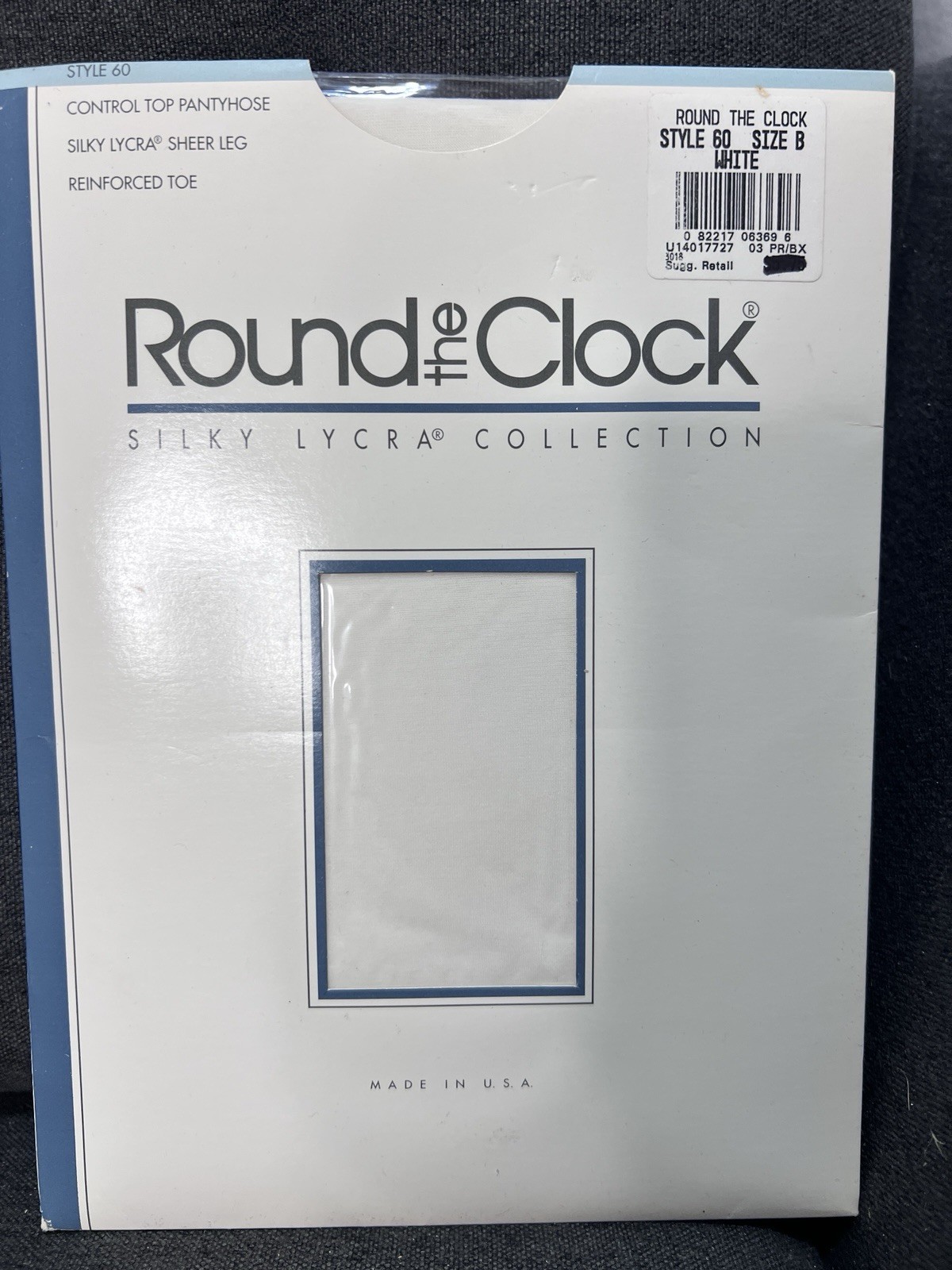 Vintage Round The Clock Pantyhose Size B White NOS Silky Lycra USA Bridal