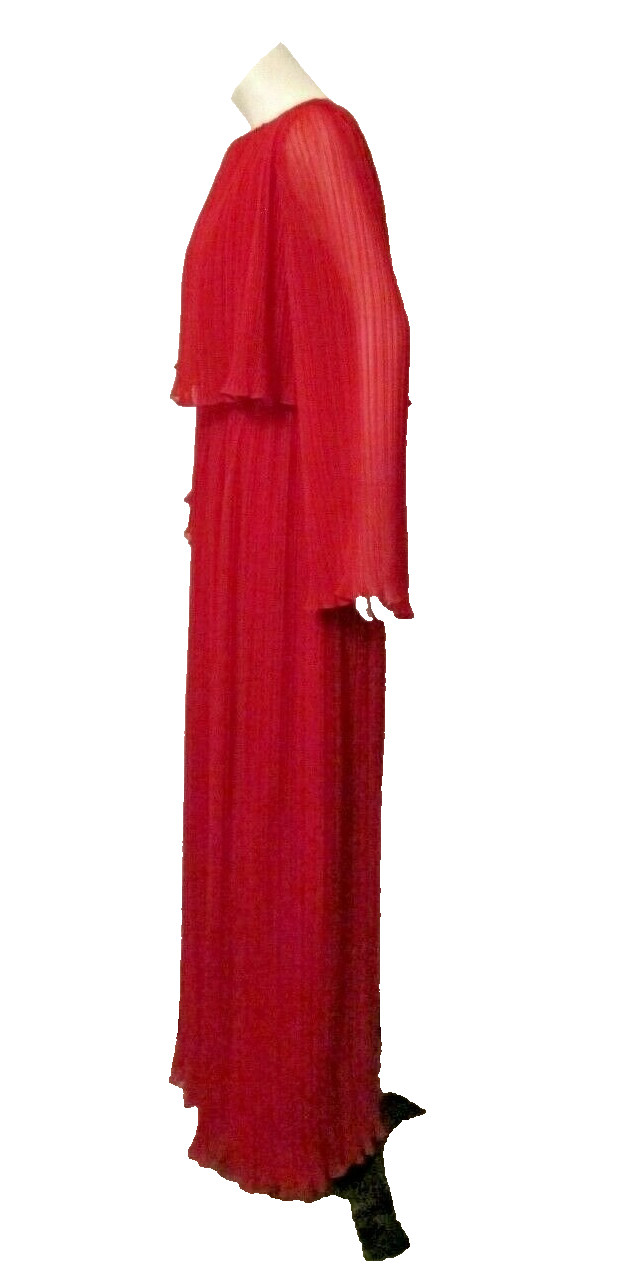 Marita by Anthony Muto Fortuny Accordion Pleat Evening Poly Chiffon Cape Gown 10
