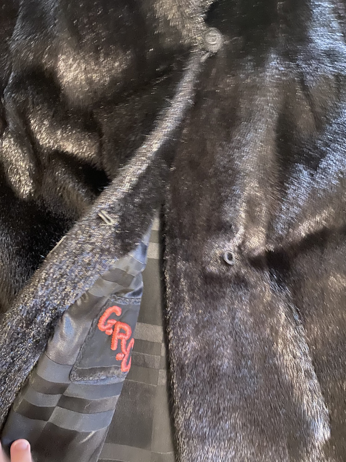 Vintage 40s Black Genuine Fur Coat Long Sleeve Mobwife Old Hollywood Excellent