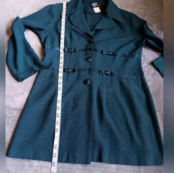 Vintage Academia 2 Piece Teal Dress & Jacket Nautical Mod Steampunk Approx Small