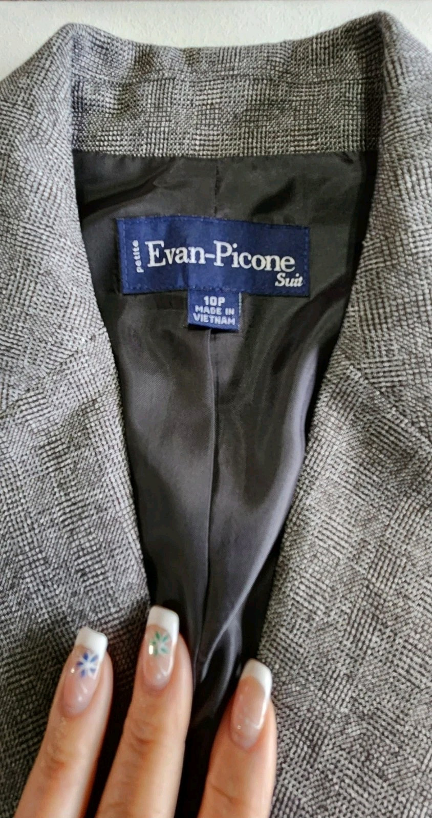 Vintage Evan Picone Womens Gray Lined Blazer Skirt Suit Set Size 10p – EUC