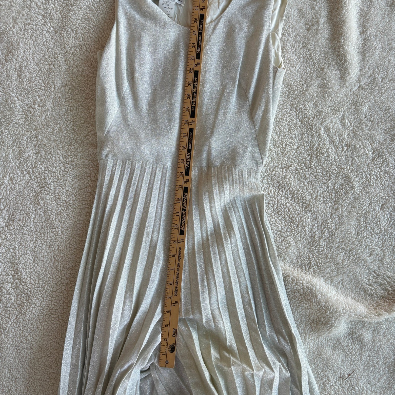 Vtg Miss Shaheen Silver Pleated Wide Leg Jumpsuit Size 10 Disco Retro