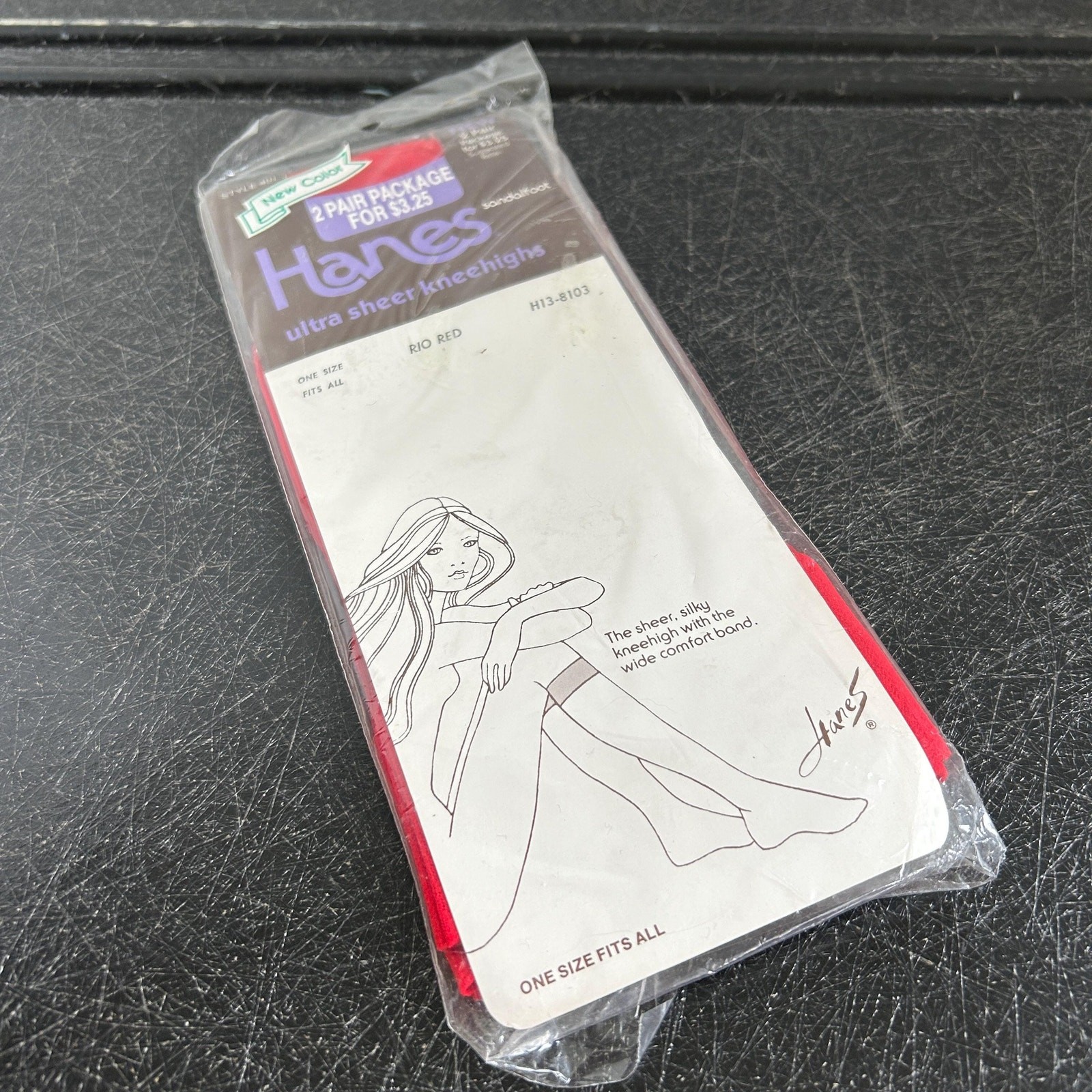 Vintage 80s DEADSTOCK Sheer Red Nylon Knee High Stockings 2 Pair Pack USA