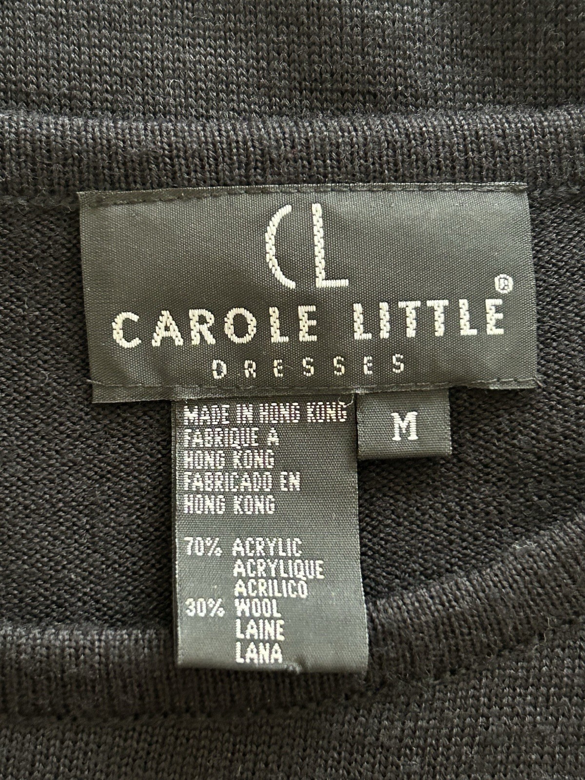 Carole Little M Vtg Black 2 Piece Skirt Set Beaded Asymmmetrical Overlap Sweater