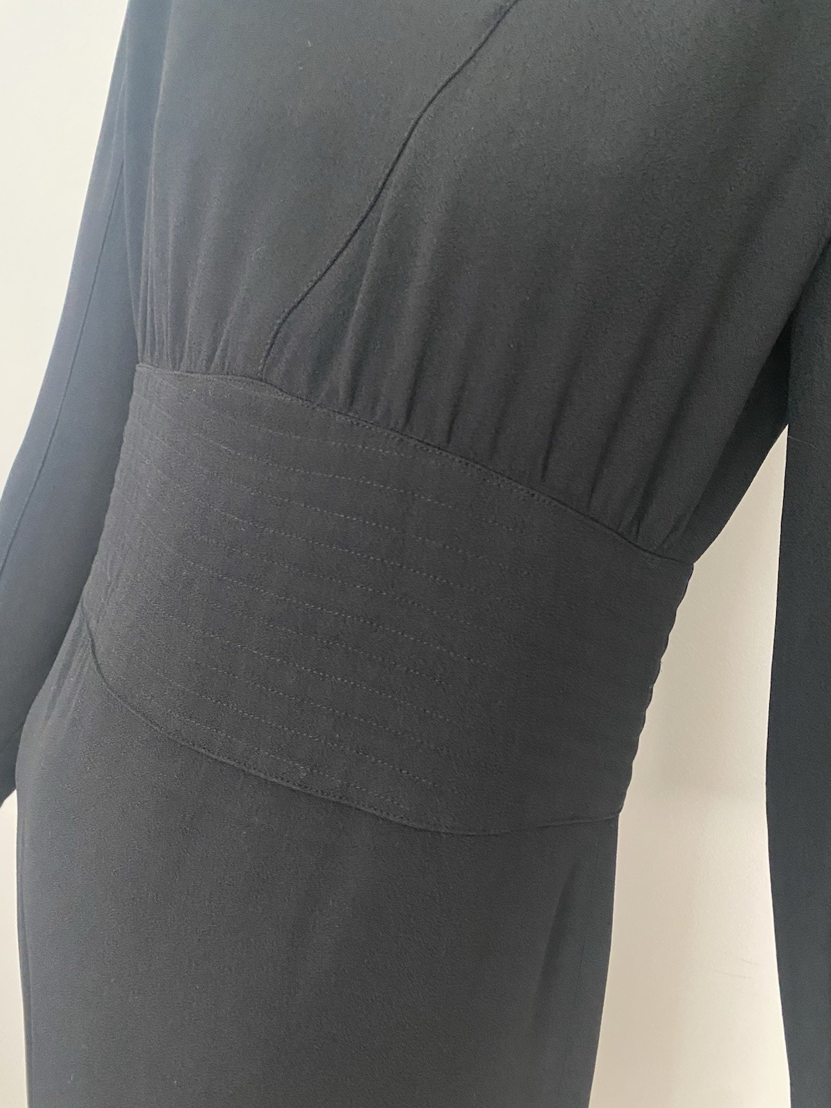 Vintage Sonia Rykiel Black Dress 80s LBD Designer France Long Sleeve Crepe