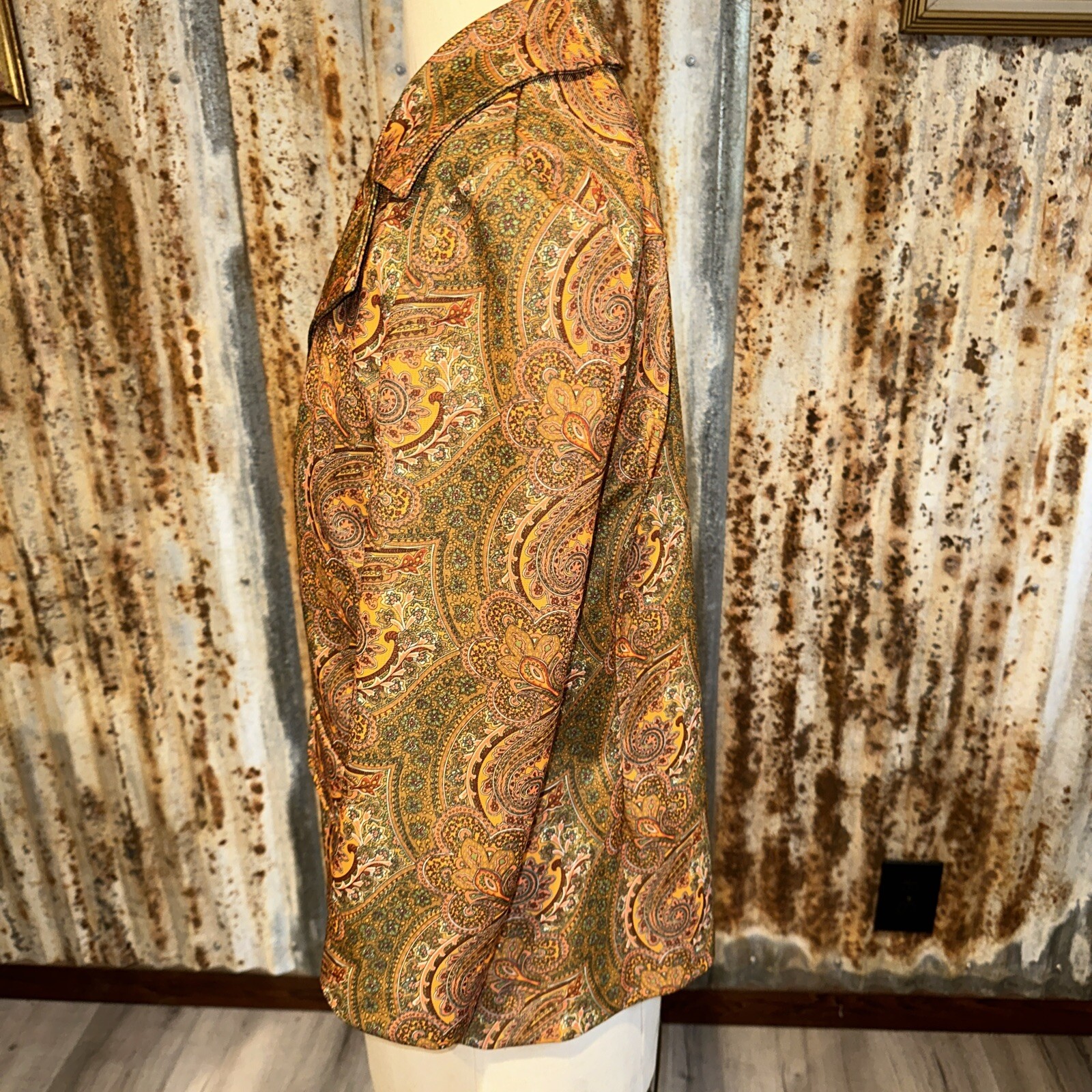 Vintage 1970 s Women Polyester Blazer By Devonette Polytron Size 16 Hippy Disco
