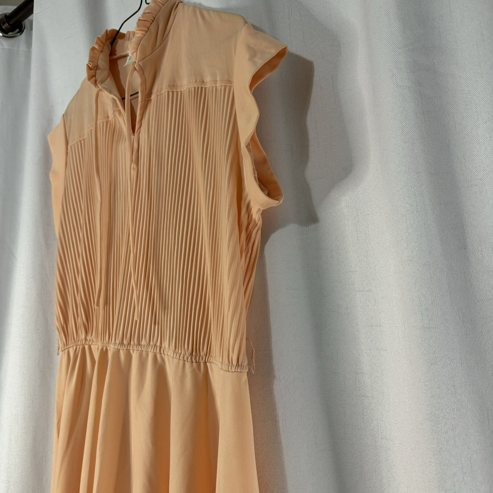 Vintage Queen’s Row Inc Size 18 Elastic Waist Dress Coral Flowy Skirt Cap Sleeve