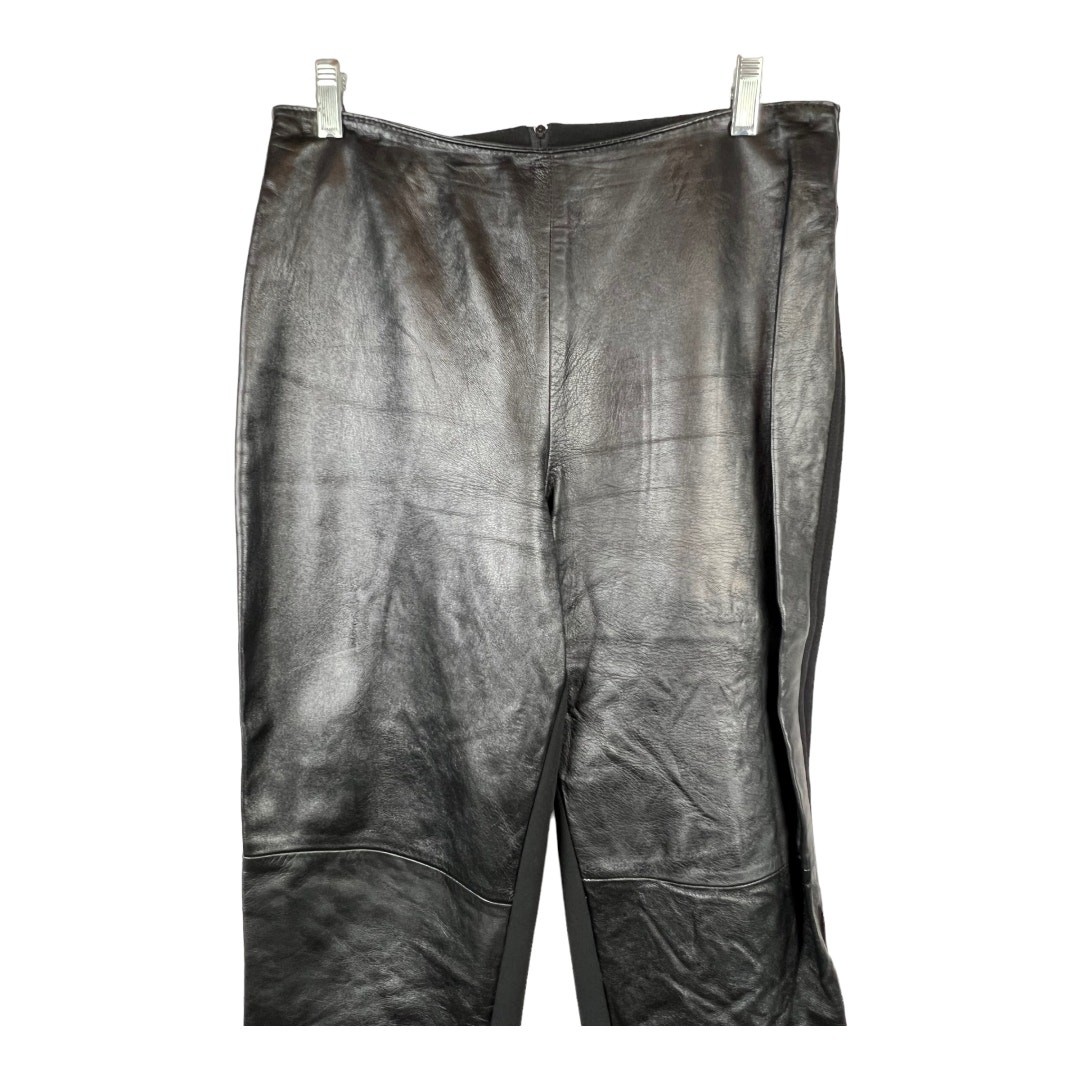 vintage Leather & Ribbed Stretch Pants 12 Retro Biker Punk Motorcycle Baddie 90s
