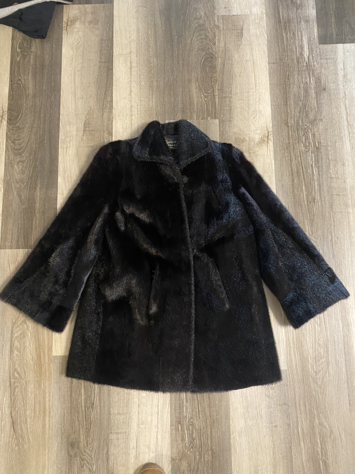 Vintage 40s Black Genuine Fur Coat Long Sleeve Mobwife Old Hollywood Excellent