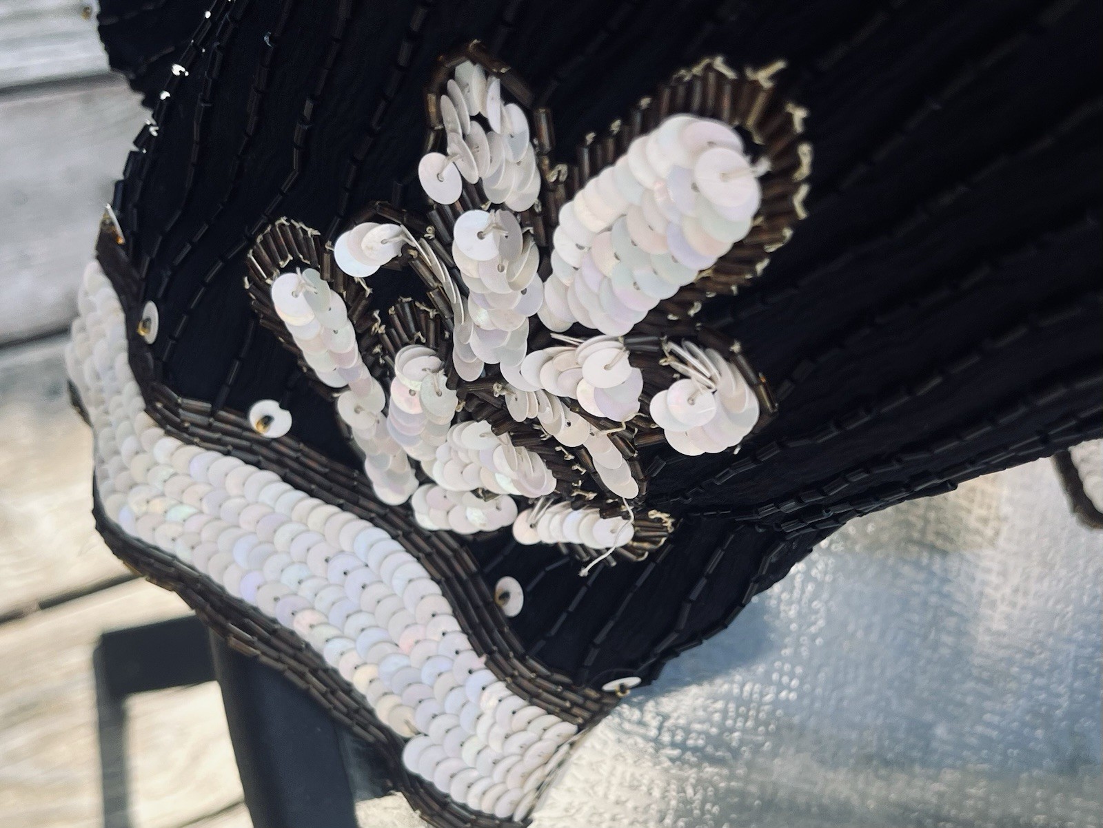 Vintage SCALA SILK, Black, White and Gold Sequined Beaded Jacket 3XL