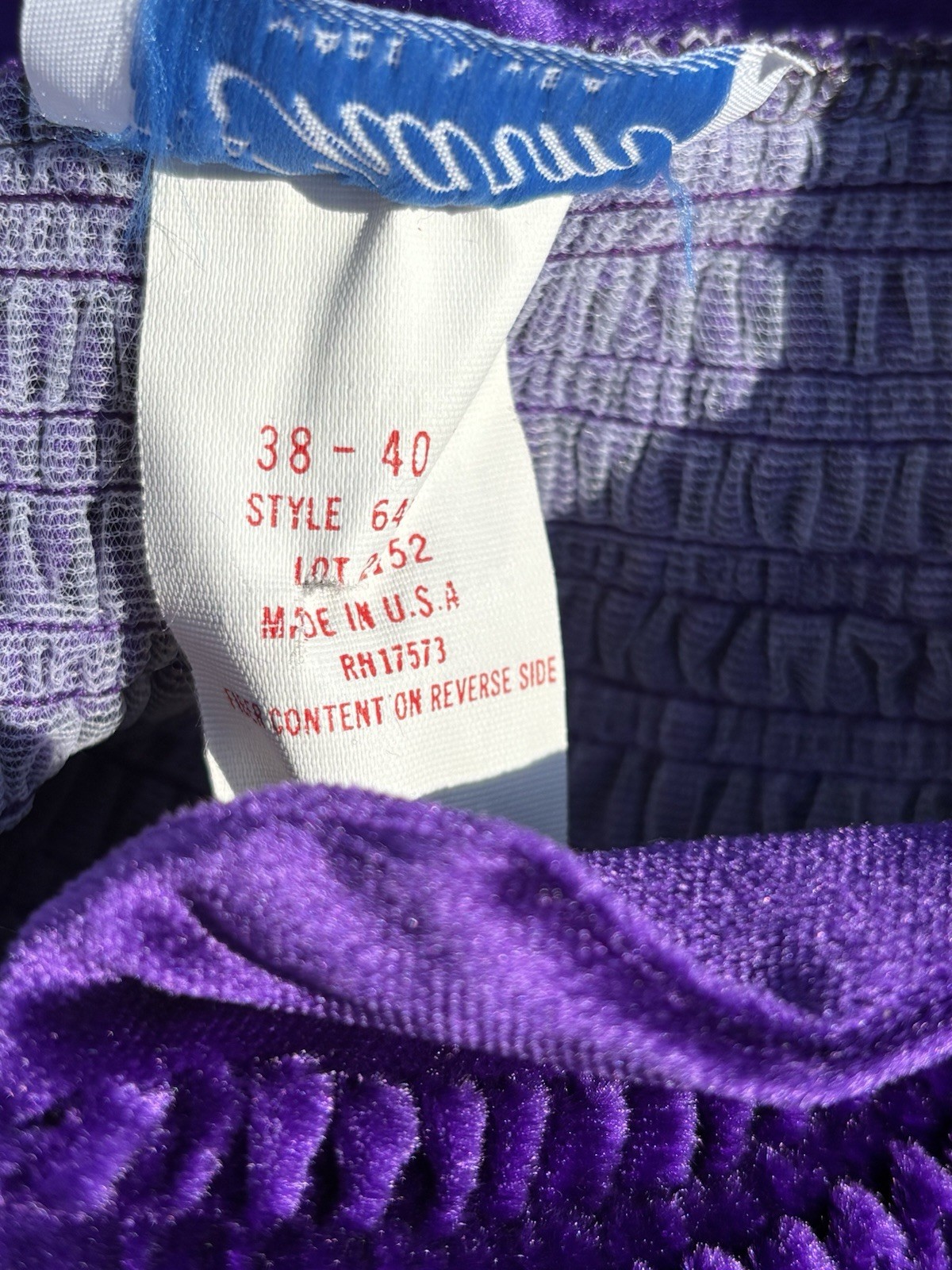 VTG Women Velour PURPLE Front Zip Long Robe Housecoat Luxurious 80s NOS M B38-40