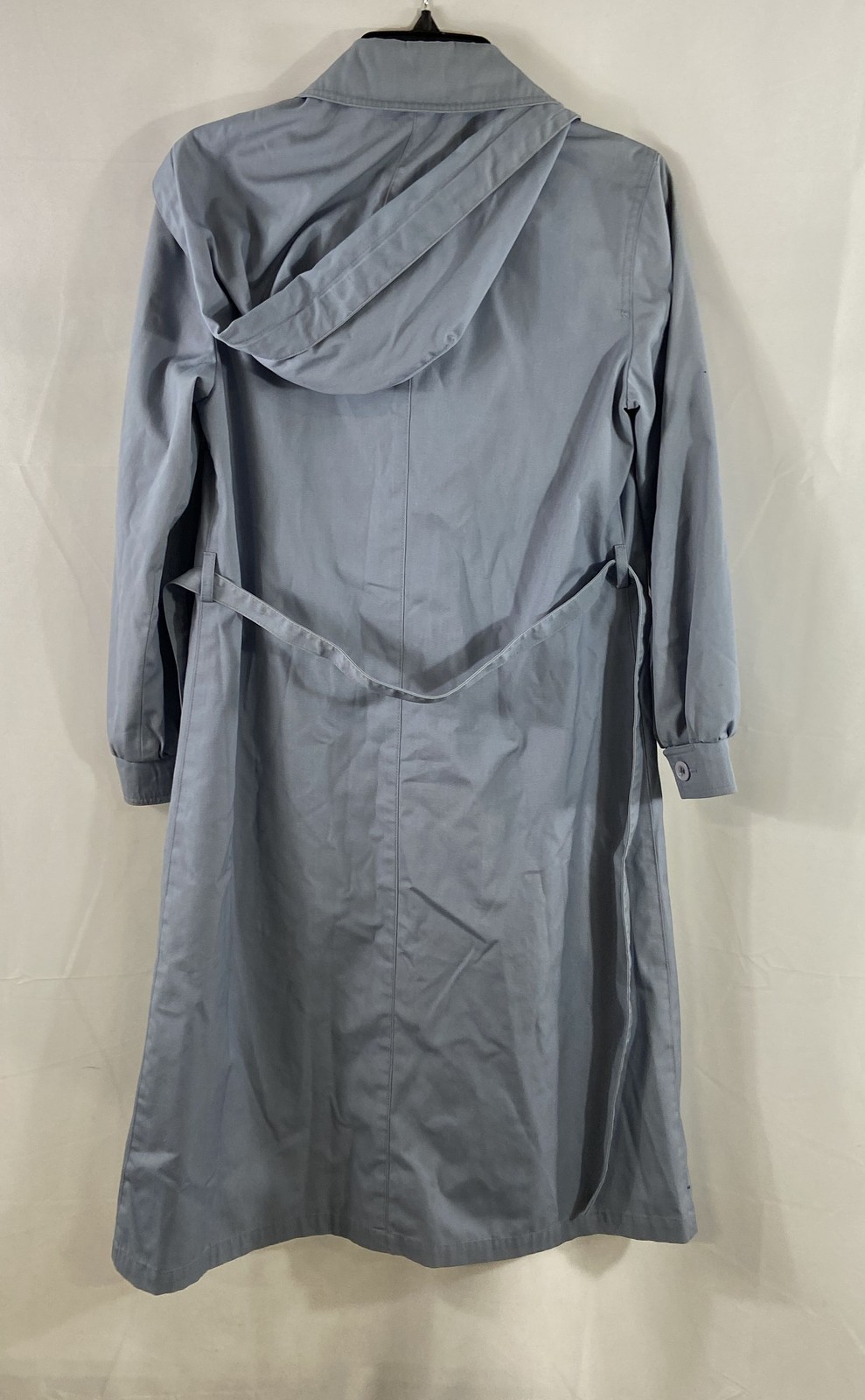 Vintage London Fog Women’s Blue Hooded Button Front Trench Coat Sz 6 Reg
