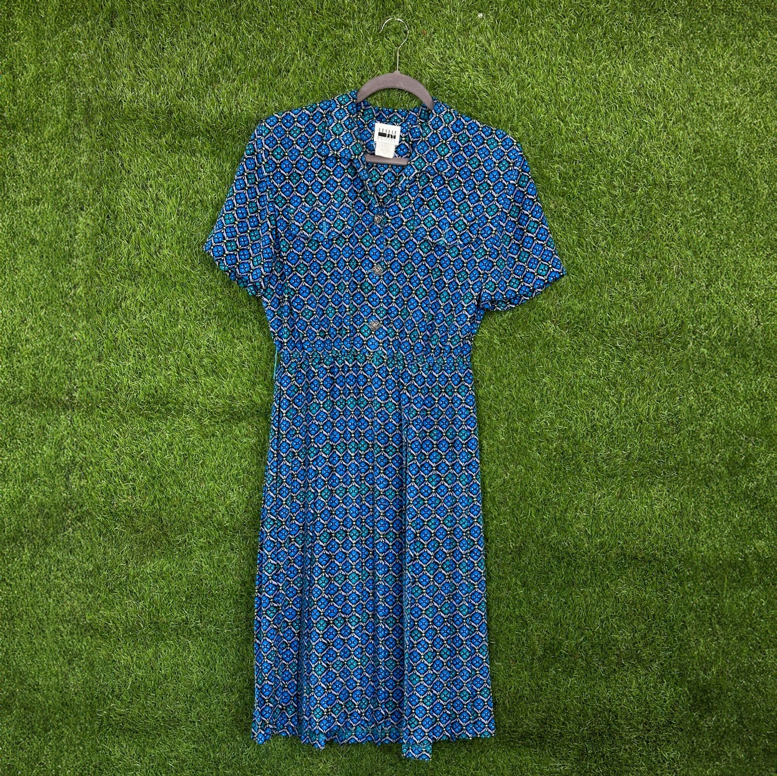 Vintage 80’s Lesie Fay Shirt Dress Sz lg Cute Print