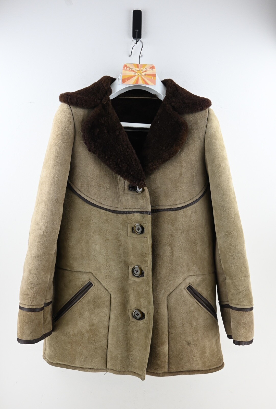 Vintage Macalistars Goldrush sueded shearling jacket in cocoa brown size 34/UK12
