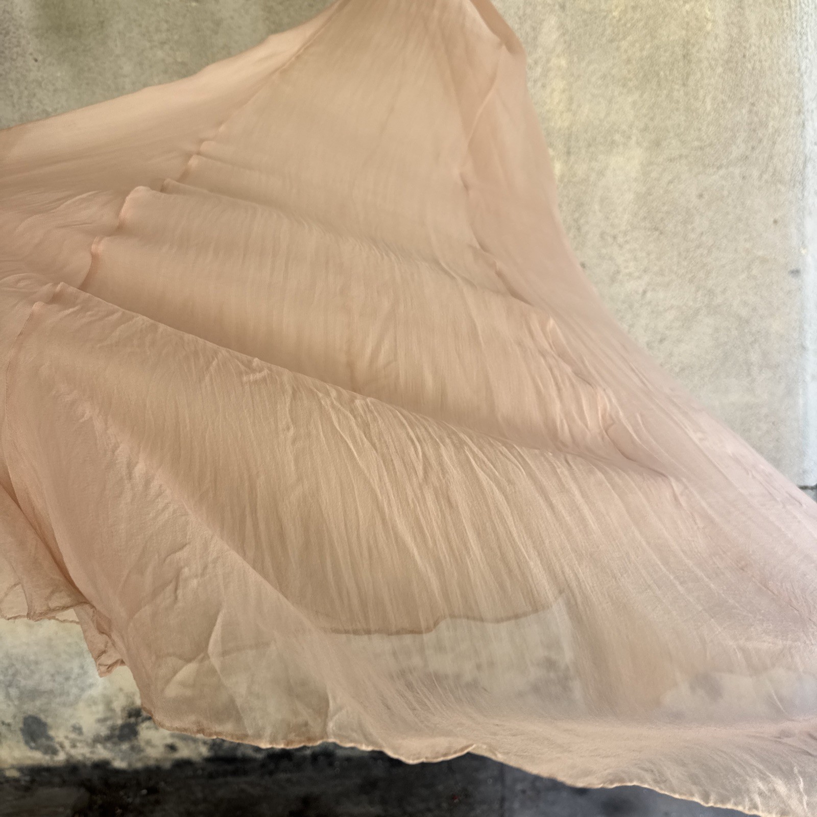Vintage 1930s Lightest Pink Silk Chiffon Gown Triple Strap Maxi Fairy Dress
