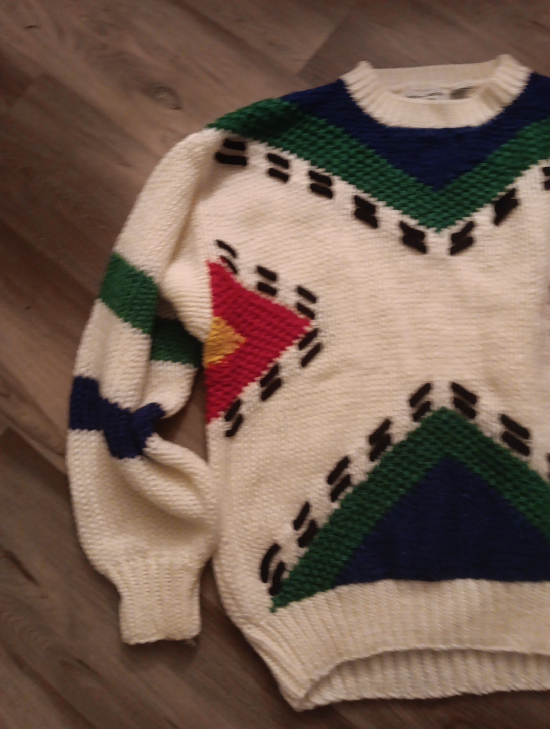 Vtg Pierre Cardin Sweater Med Multicolor Colorblock Abstract Chunky Knit Stripe