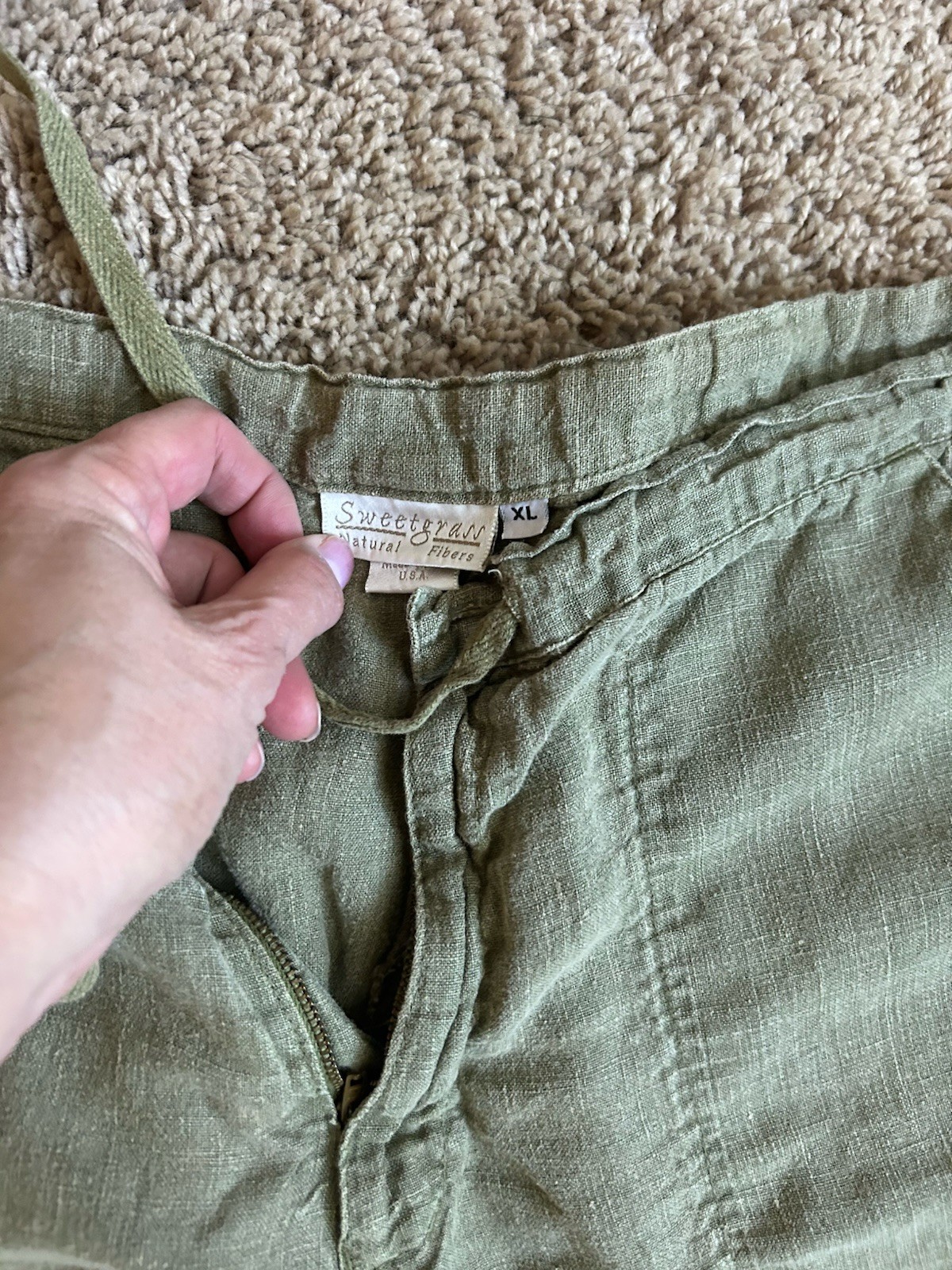 Vintage 100% Hemp Pants XL Sweetgrass Fibers Hippie Boho Dead Flare Soft Natural