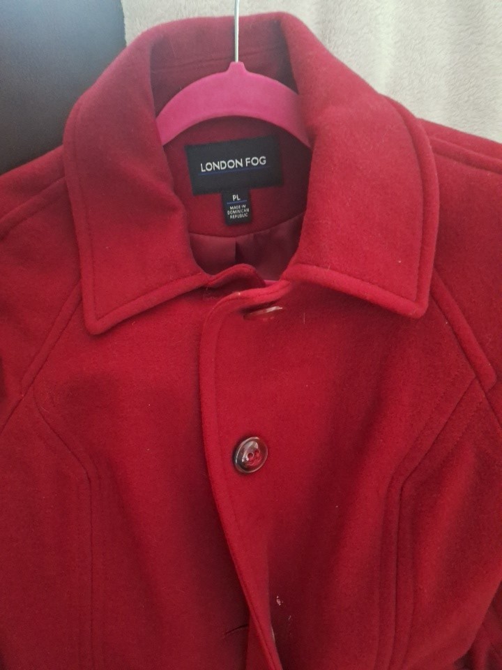 London Fog Womens Red Wool Blend Coat Jacket PL Old Money Luxury Preppy Vintage