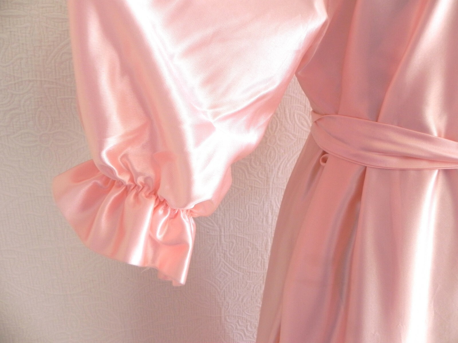 Vtg Montgomery Ward Robe Maxi Belted Pockets Half Sleeve Ruffle Trim Size L